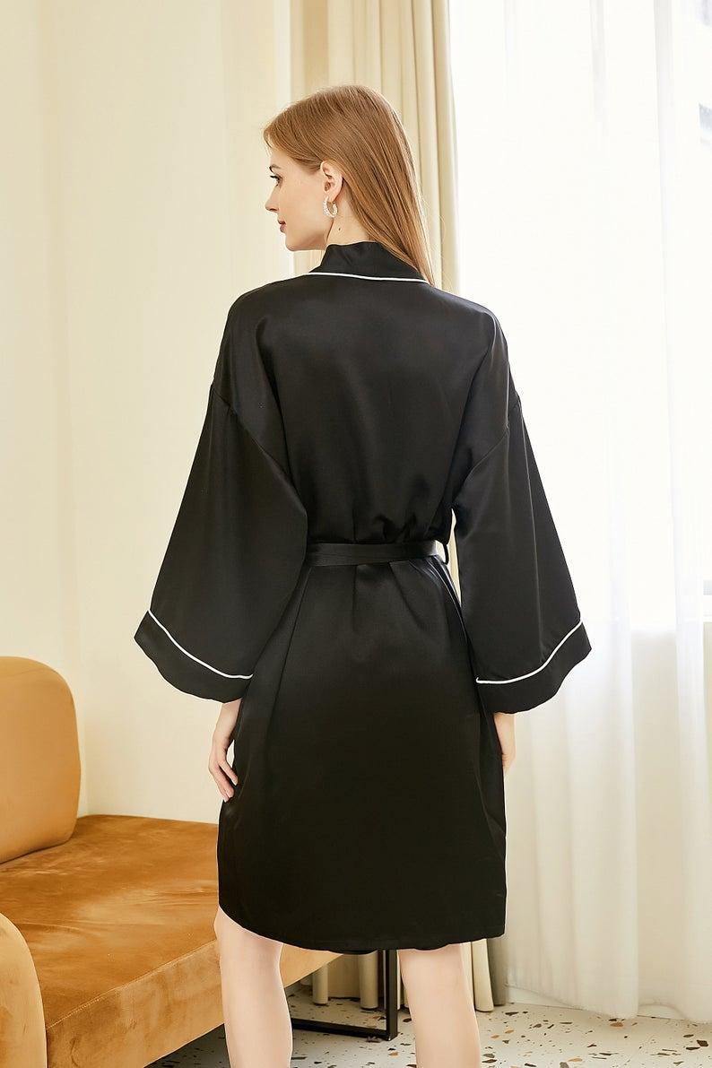 Gift Set | Pure Silk Beige Kimono Robe & Slip Dress | 22 Momme | Float Collection Product Image