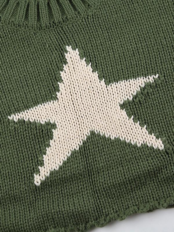 Vintage Star Jacquard Cropped Sweater Product Image