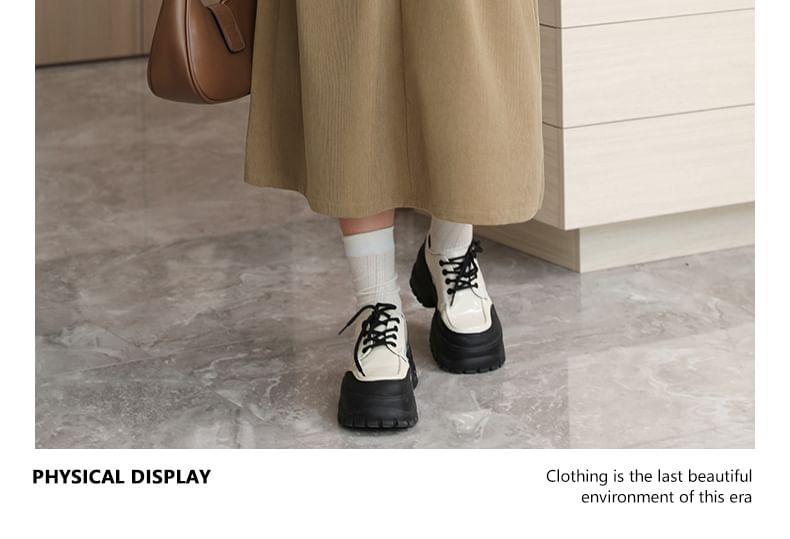 High Waist Plain Corduroy Midi A-Line Skirt Product Image
