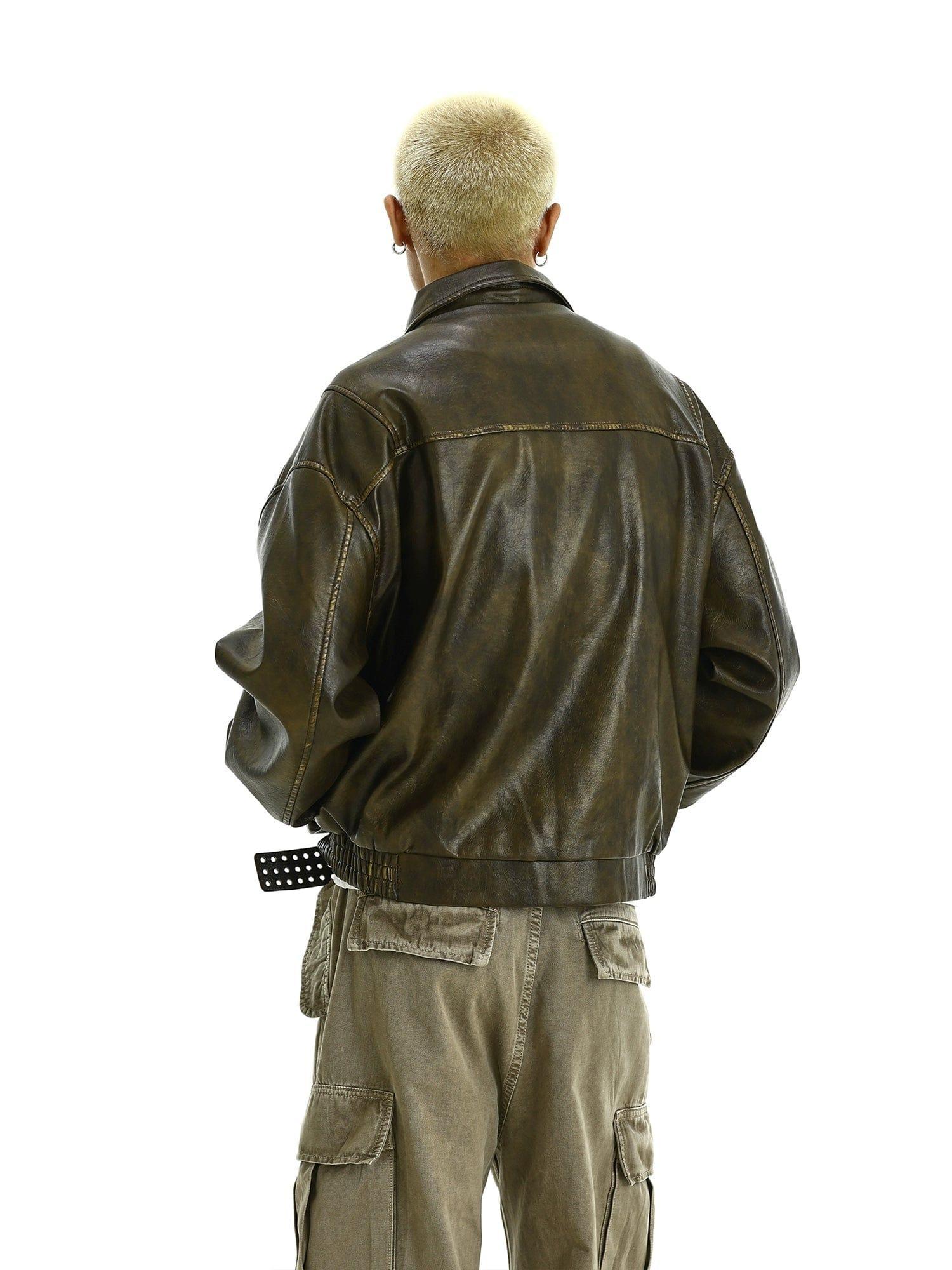 RT No. 11620 BROWN LEATHER ZIP-UP JK Product Image