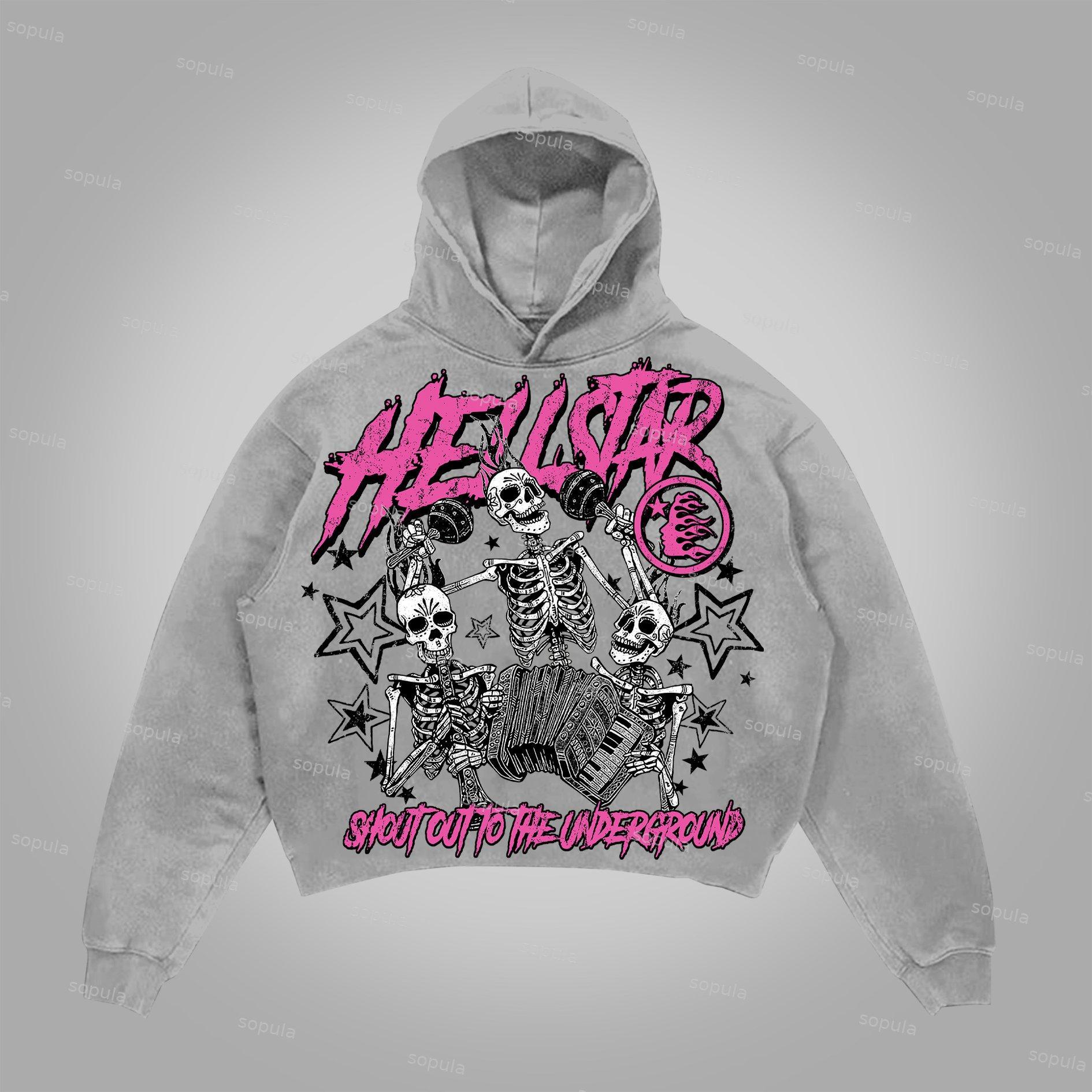 Sopula Flaming Skull Graphic Print Pocketless Hoodie Product Image