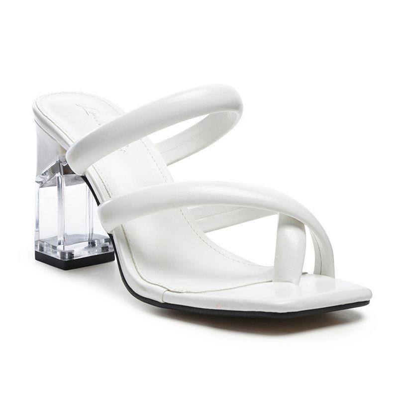London Rag Erised Clear Heel Women's Toe Ring Slide Sandals, Size: 6, Black Product Image