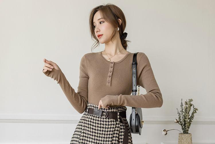 High Waist Plaid Maxi A-Line Skirt Product Image