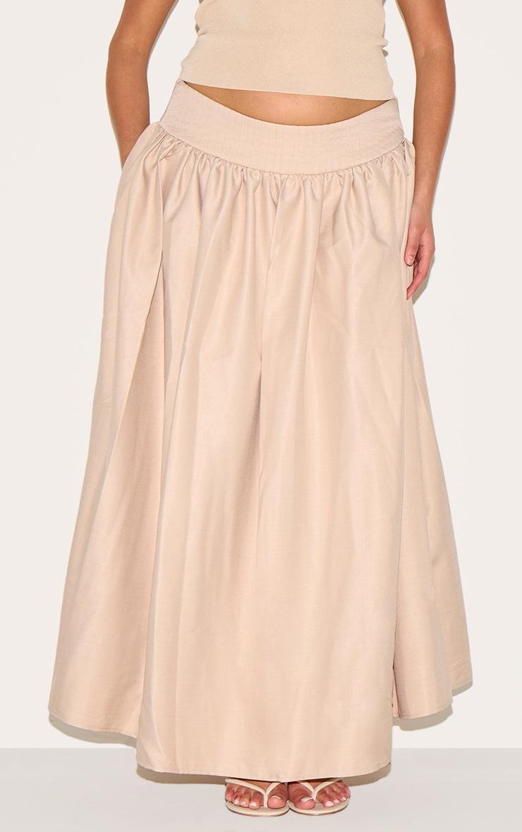 Plus Sand Woven Drop Waist Rib Panel Maxi Skirt Product Image