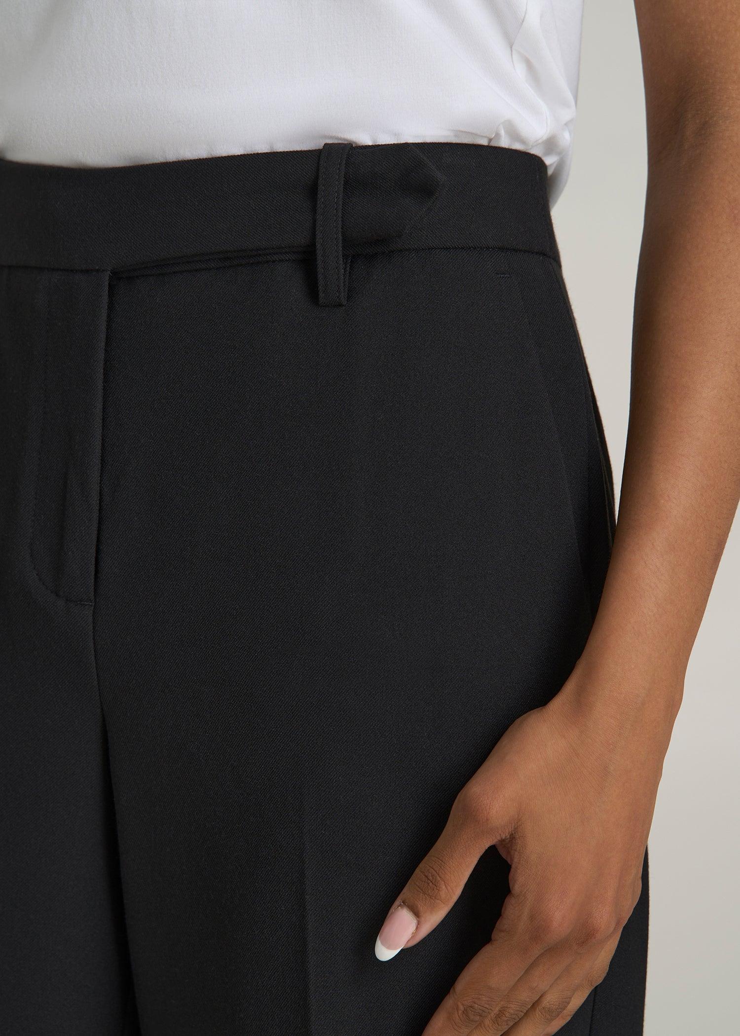 Wide-Leg Cuffed Pants for Tall Women in Black Product Image