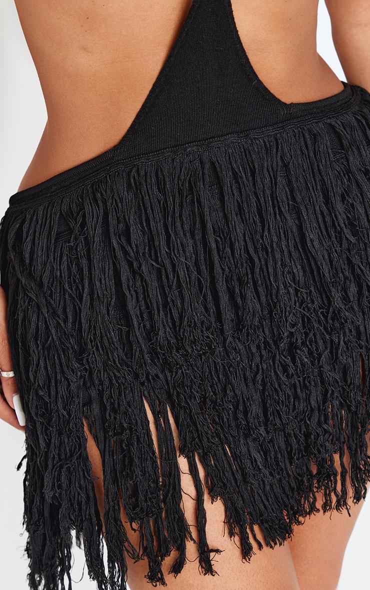 Shape Black Fringe Knit Cut Out Dress Product Image