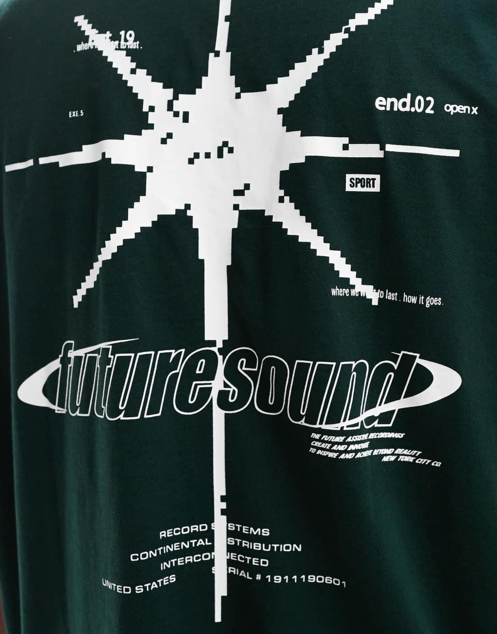 ASOS DESIGN oversized t-shirt in dark green with street back print Product Image