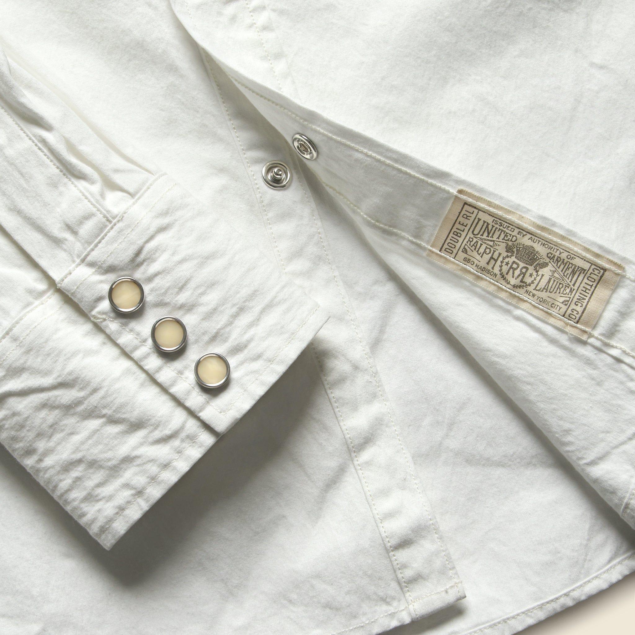 Slim Fit Twill Western Shirt - White Product Image