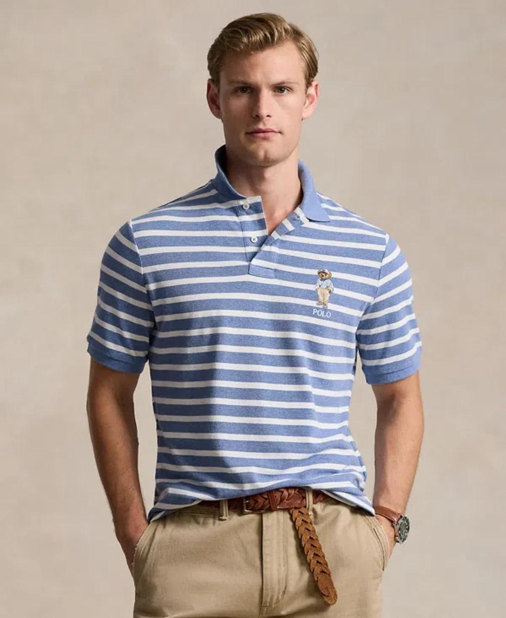 Men's Custom Slim Fit Polo Bear Polo Shirt In Latic Blue Heather Product Image