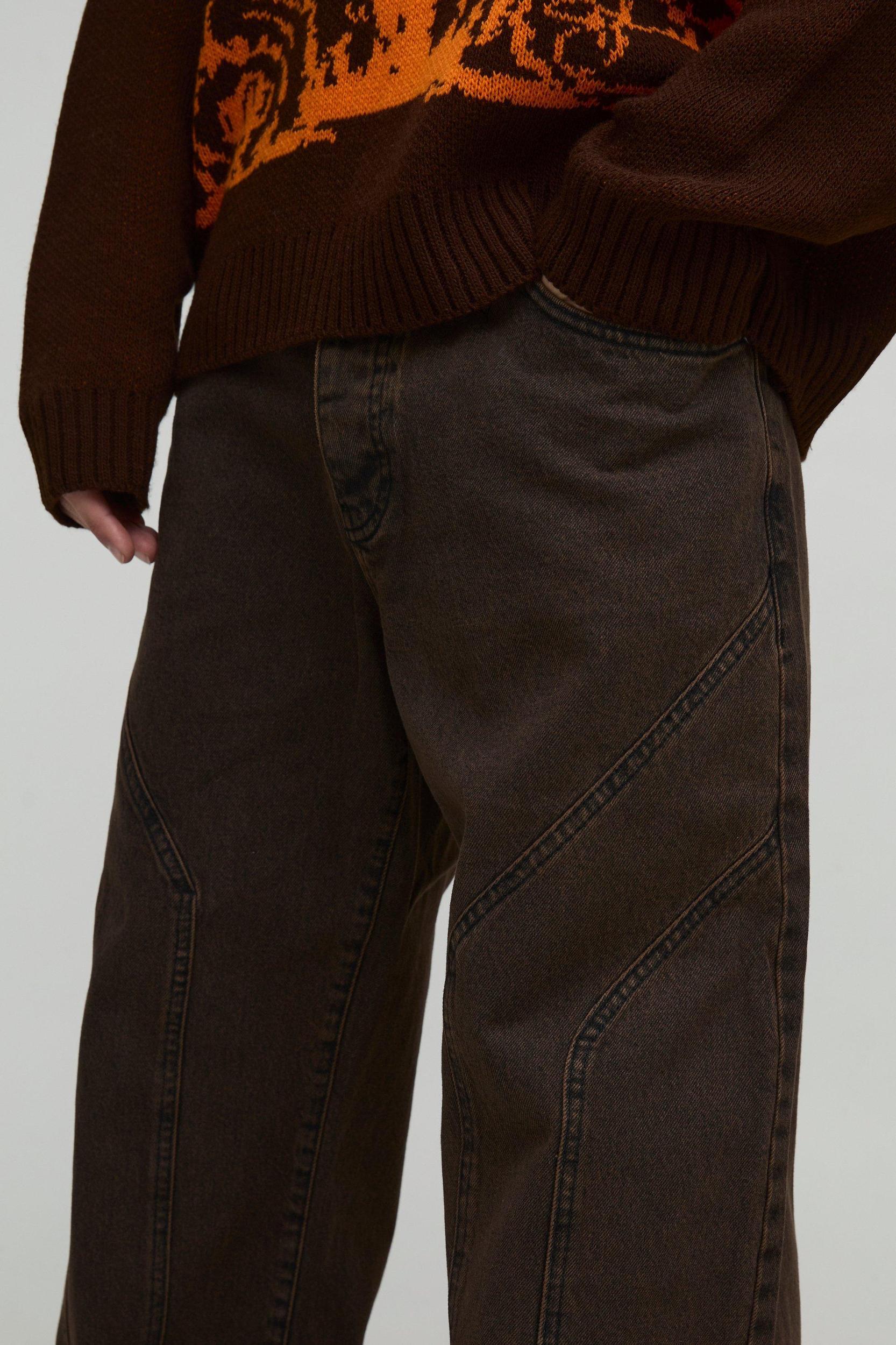 Relaxed Fit Rigid Seam Detail Jeans | boohooMAN USA Product Image