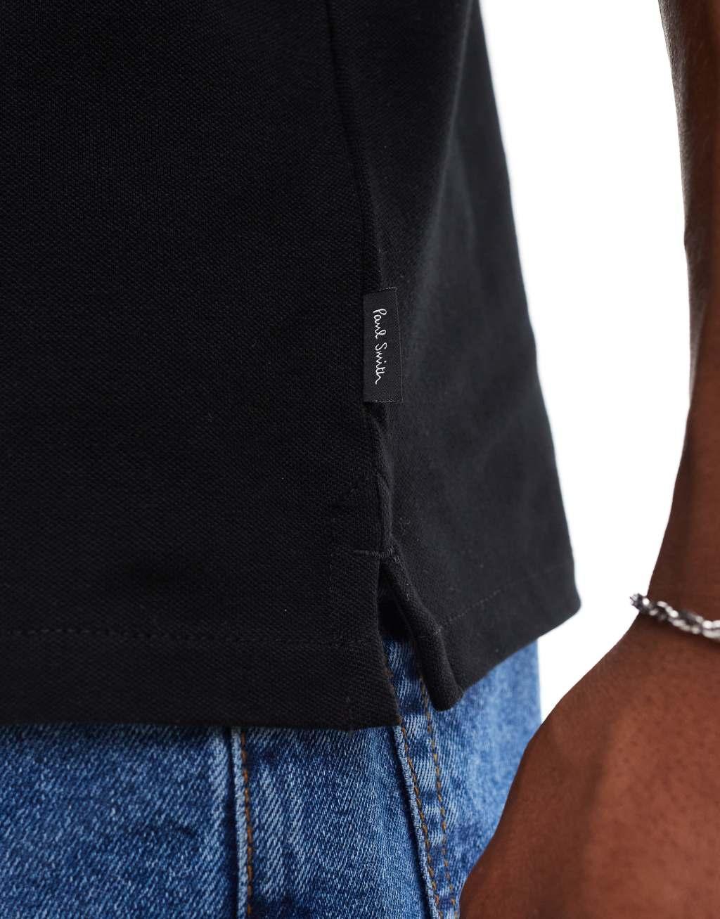 PS Paul Smith contrast zip regular fit polo shirt in black Product Image