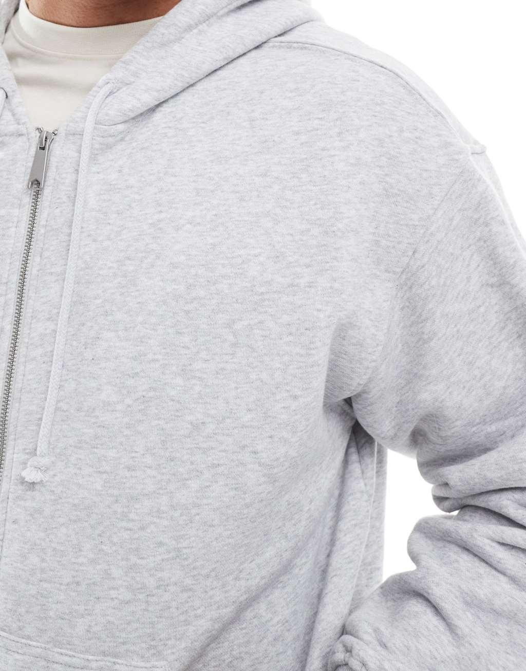 Cotton On box fit zip up hoodie in gray heather Product Image