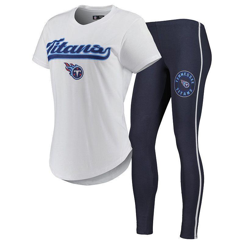 Women's Concepts Sport White/Charcoal Tennessee Titans Sonata T-Shirt & Leggings Sleep Set, Size: 2XL Product Image