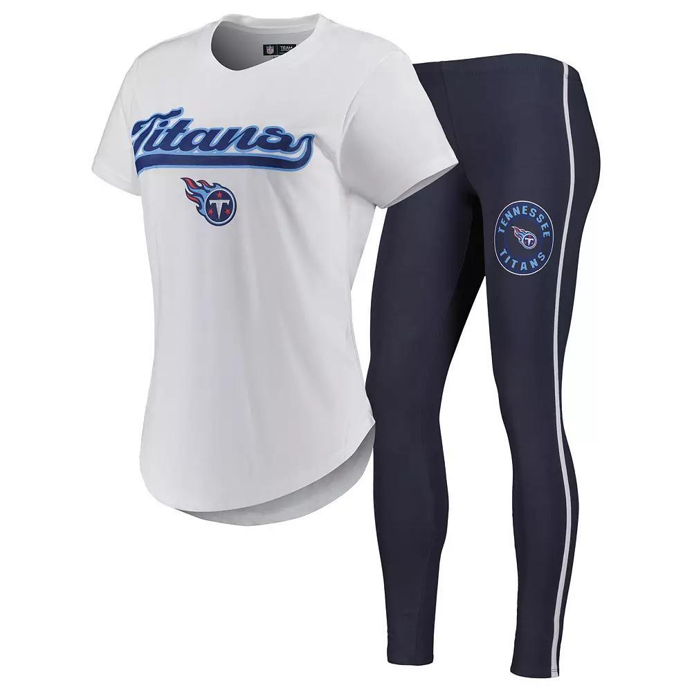 Women's Concepts Sport White/Charcoal Tennessee Titans Sonata T-Shirt & Leggings Sleep Set, Size: 2XL Product Image