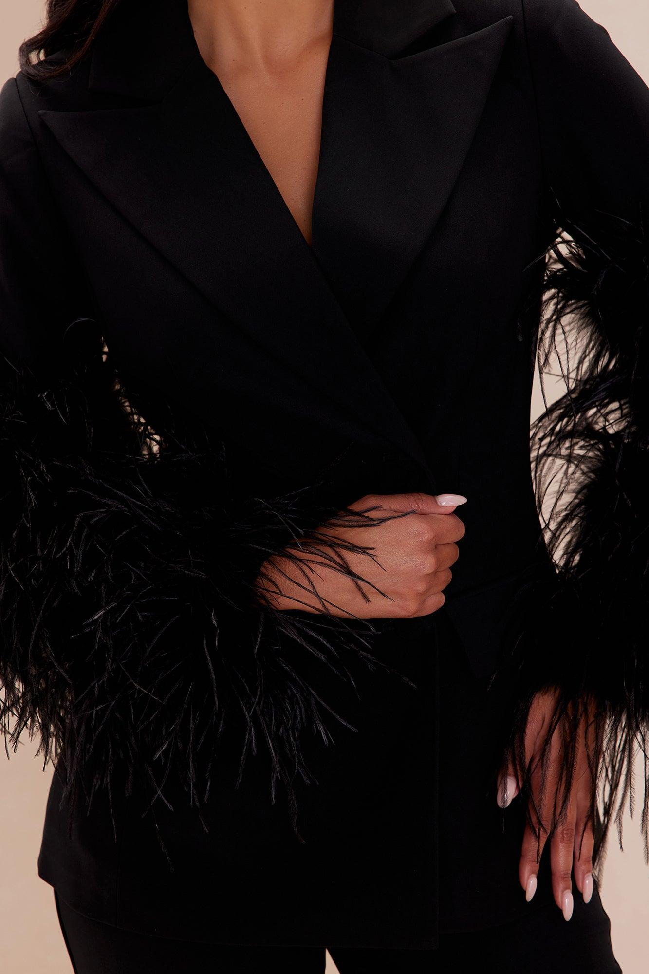 Premium Feather Blazer - Black Product Image