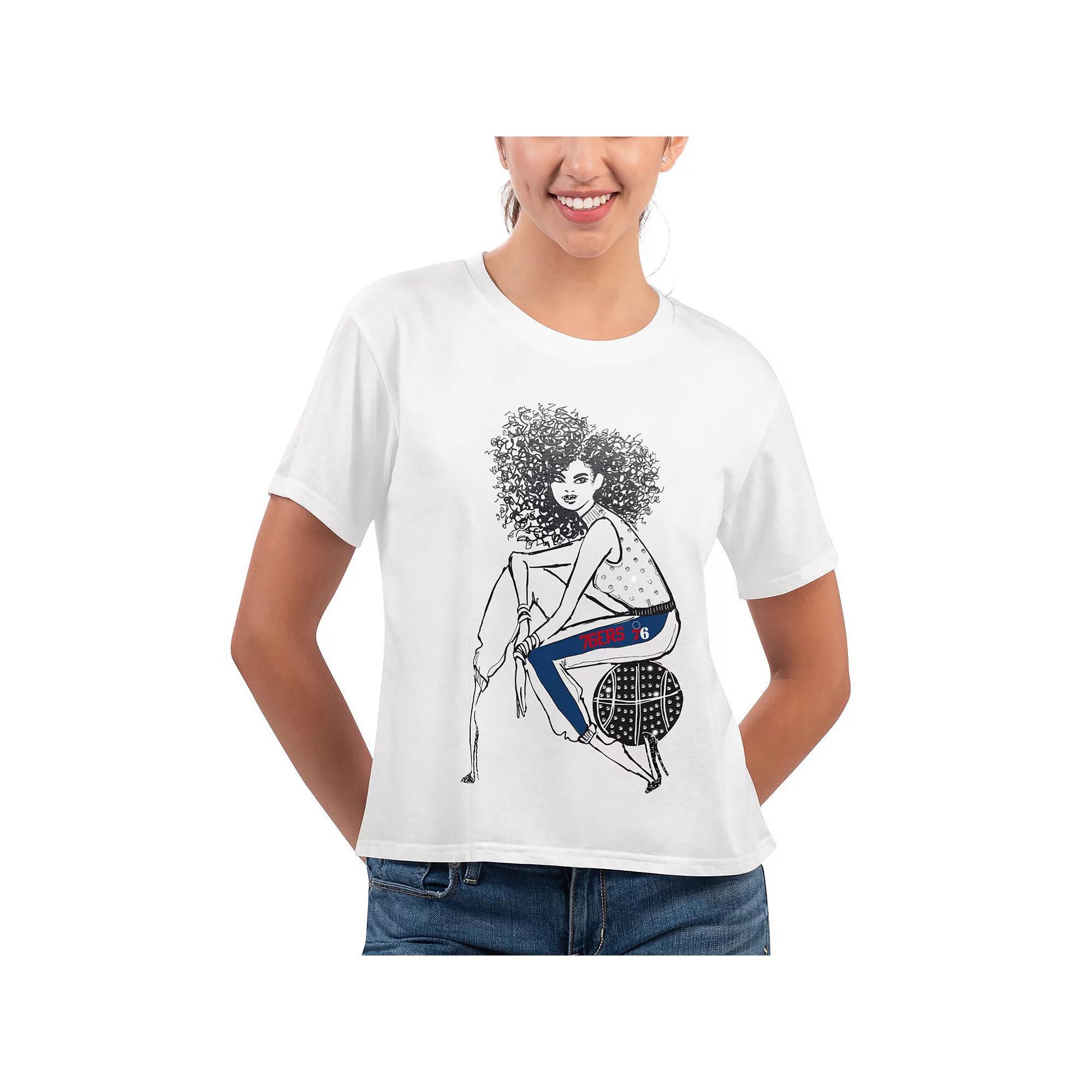 Women's G-III 4Her by Carl Banks White Los Angeles Lakers Play the Ball Cropped T-Shirt, Size: Medium Product Image