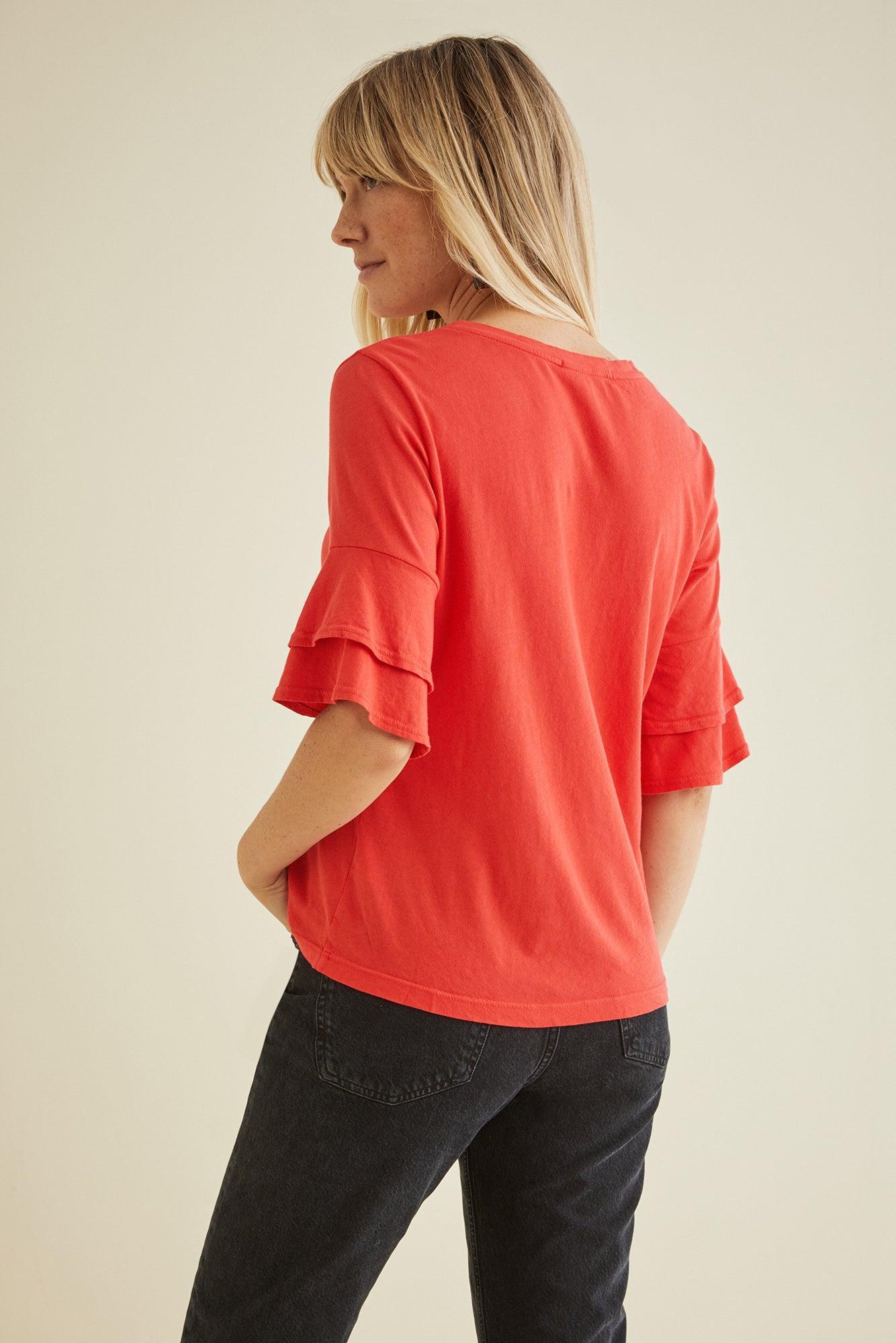 Pilar Ruffle Tee - Tomato - ReAmour Product Image