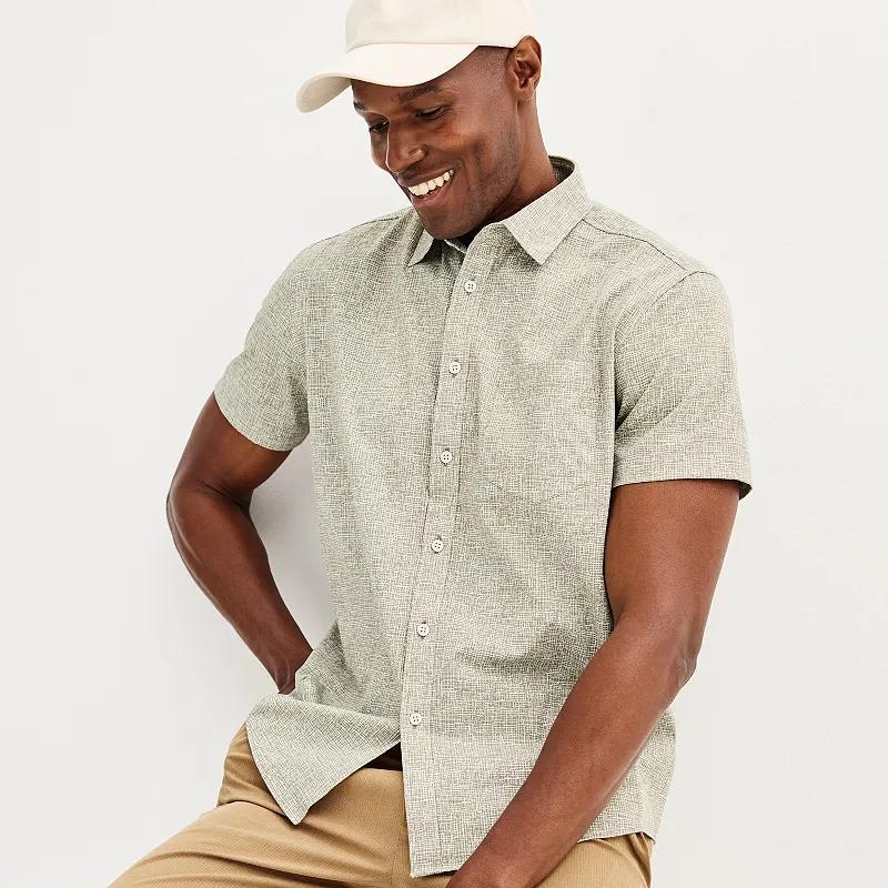 Men's FLX Performance Untucked-Fit Short Sleeve Button Down Shirt, Size: Small, Blue Water Product Image