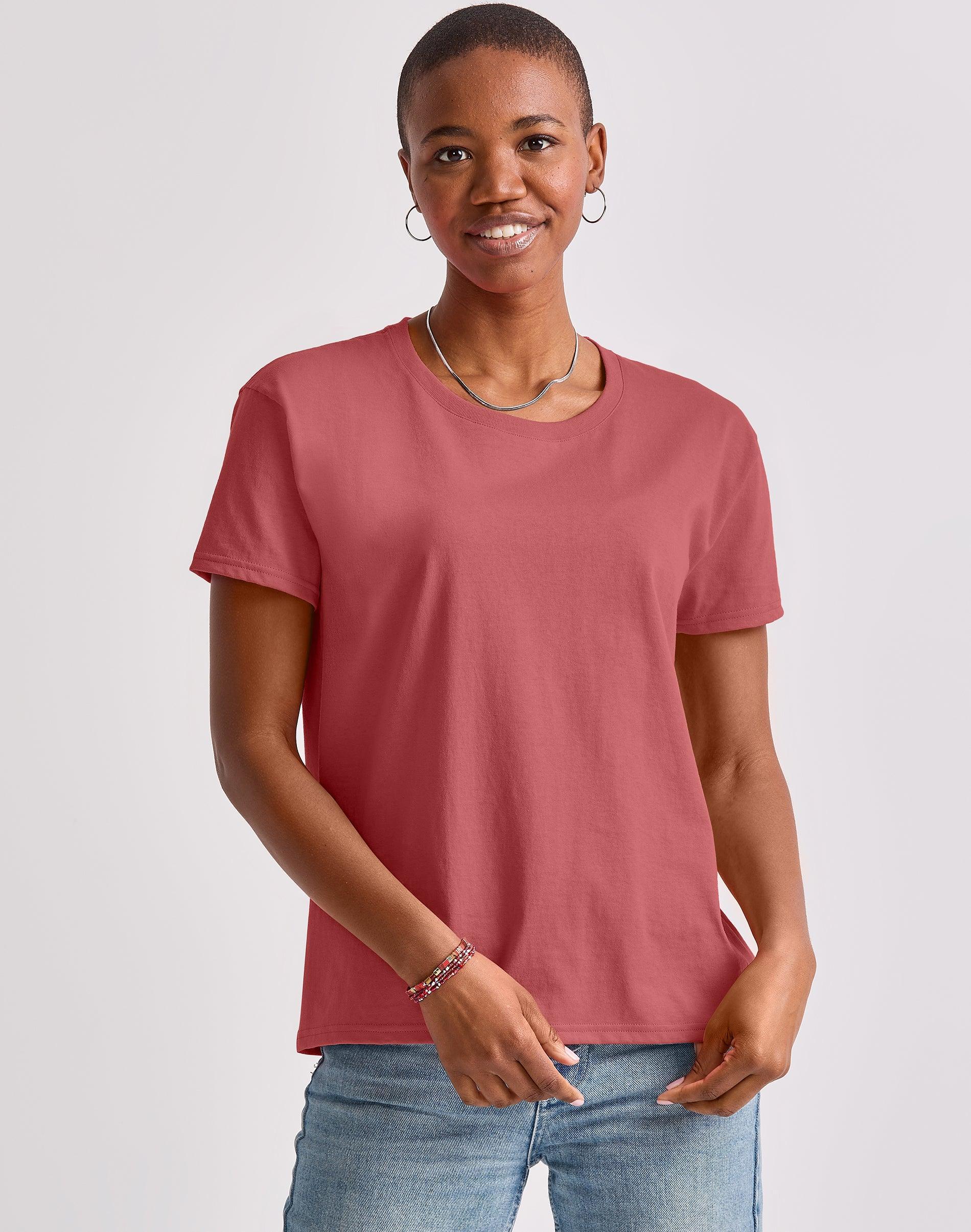 Hanes Essentials Womens Cotton T-Shirt, Oversized Fit Happy Spring Green M Product Image