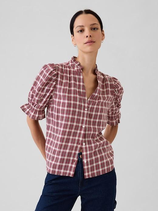 Crinkle Gauze Puff Sleeve Shirt Product Image