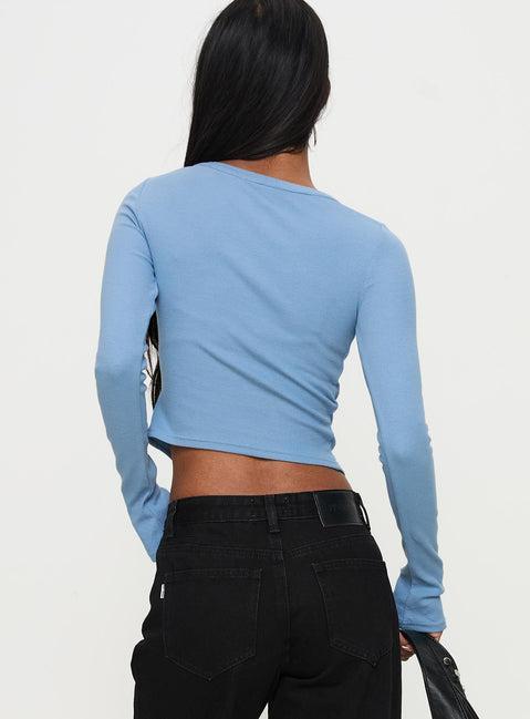 Baseline Button Up Long Sleeve Top Blue Product Image