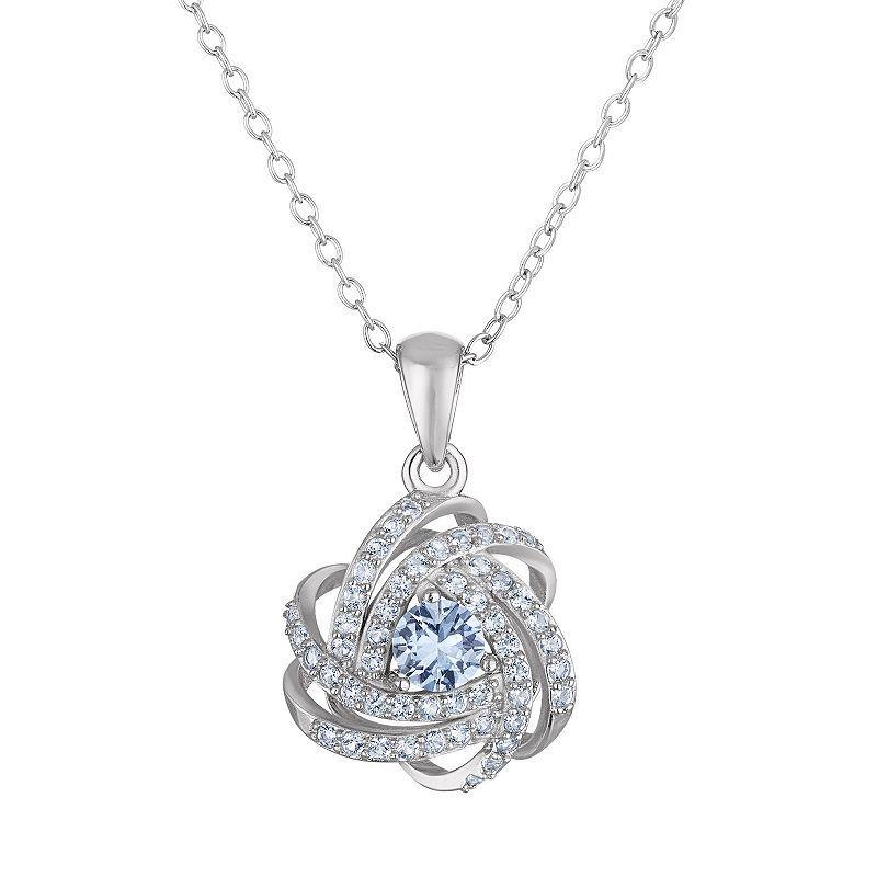 Designs by Gioelli Sterling Silver Gemstone Love Knot Pendant Necklace, Womens, Cr Red Product Image