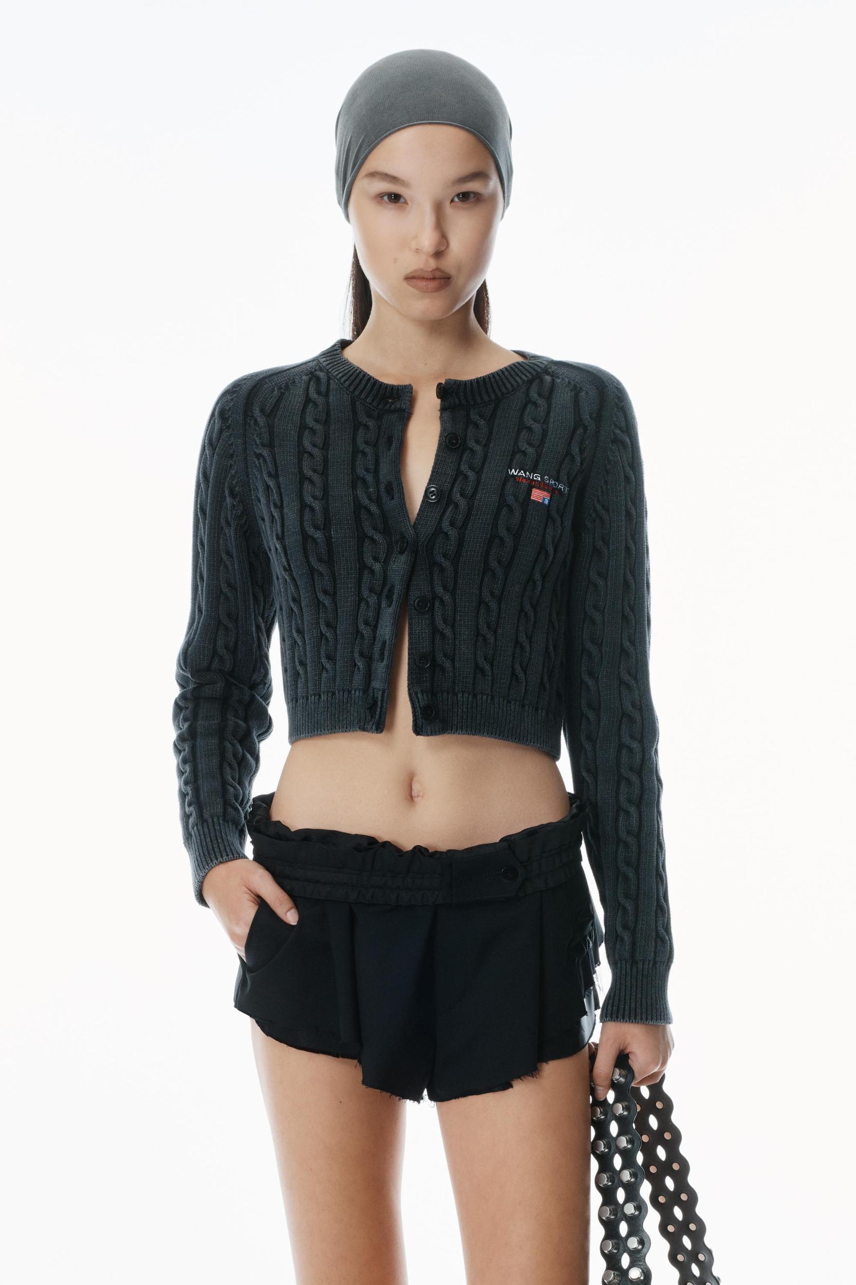 Organic Cotton Cable-knit Cropped Cardigan Product Image