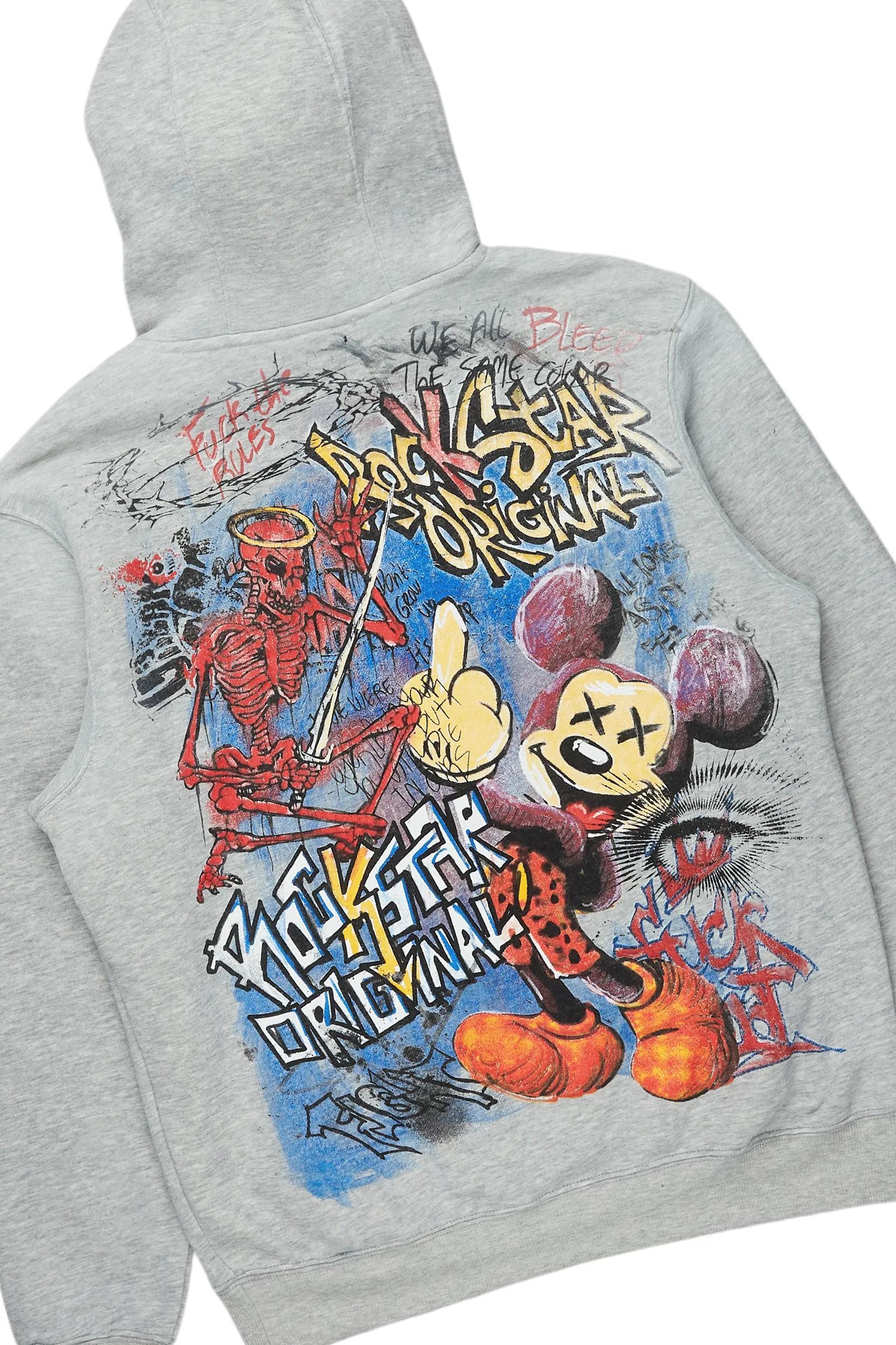 Yooz Heather Grey Hoodie & Burain Baggy Fit Jean Bundle Male Product Image