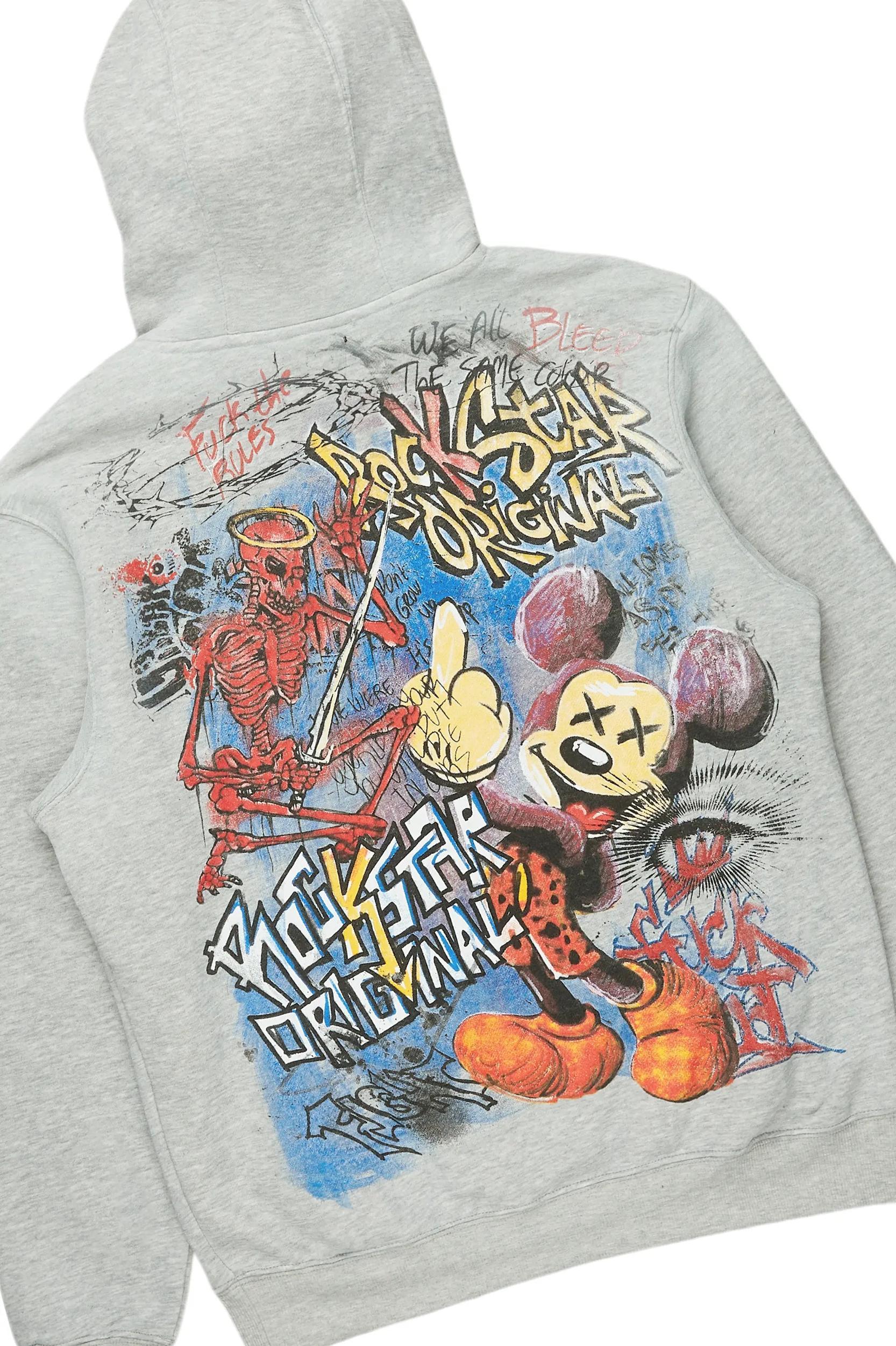 Yooz Heather Grey Hoodie & Burain Baggy Fit Jean Bundle Male Product Image