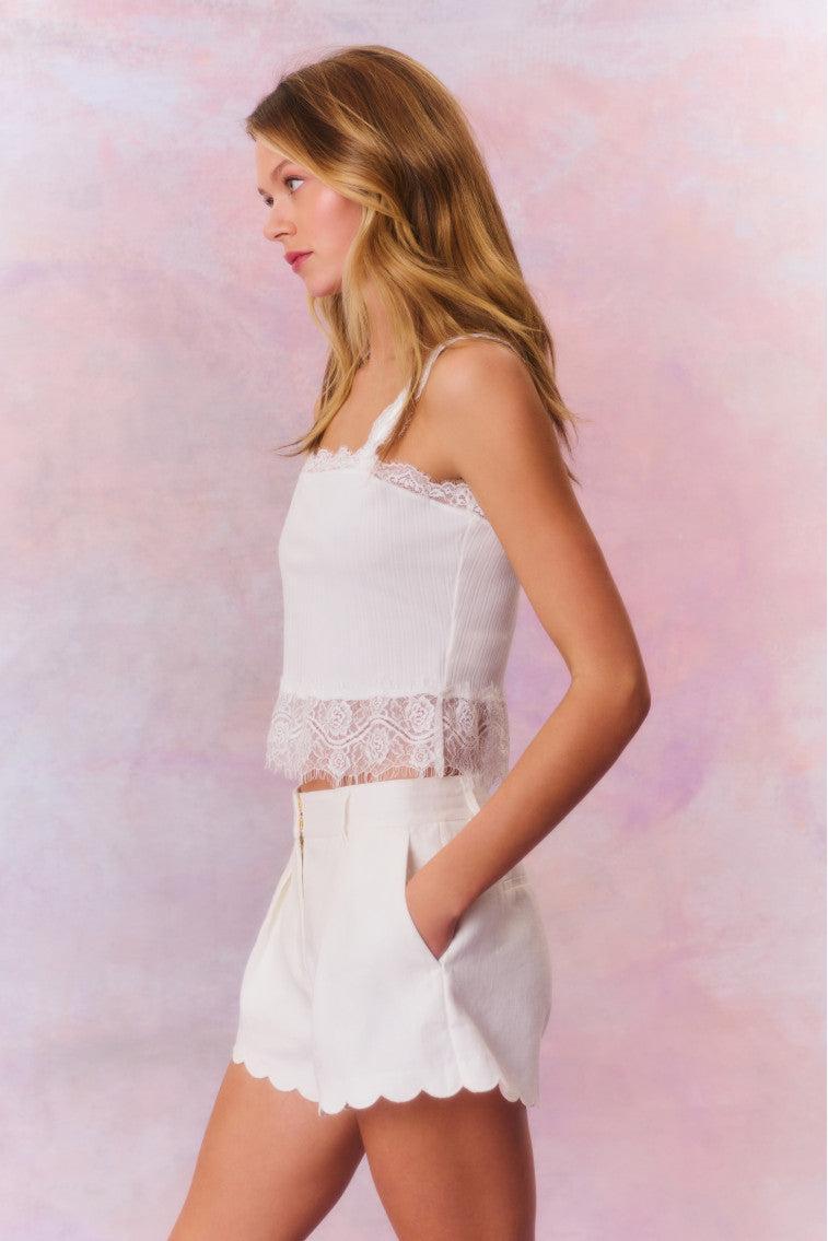 Lacette Linen Scallop Hem Shorts Product Image