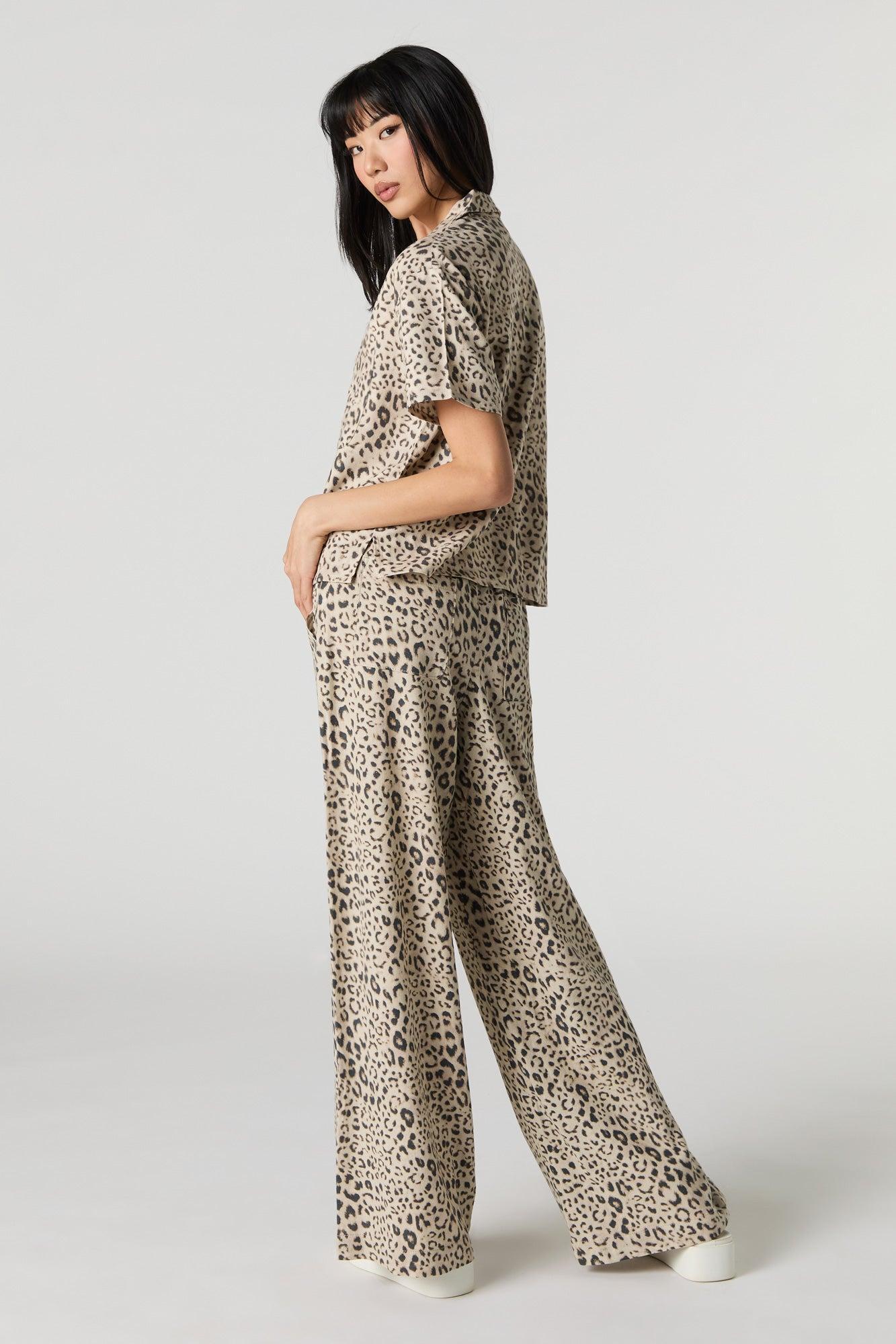 Linen-Blend Drawstring Wide Leg Pant Female Product Image
