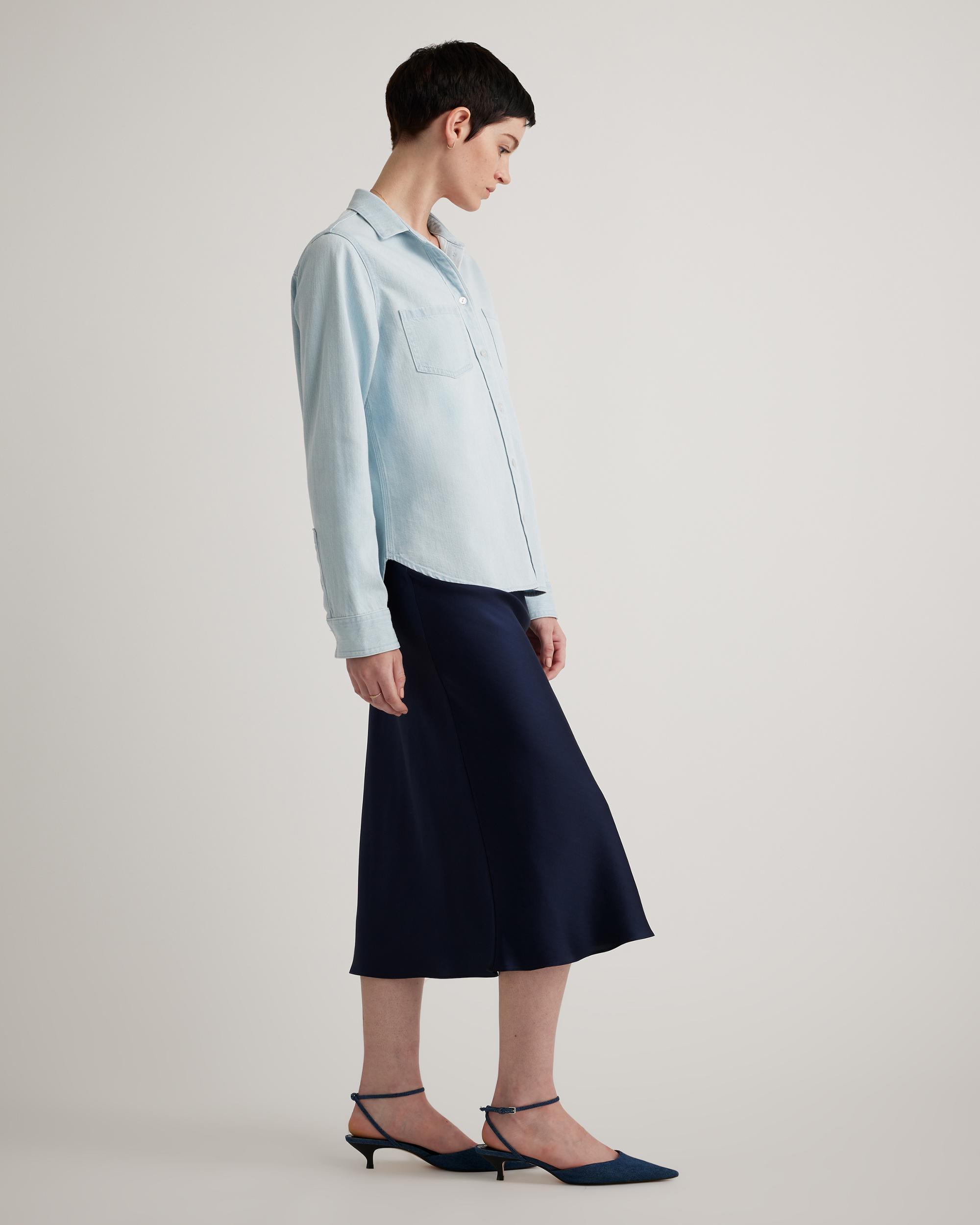 Quince | Women's Distressed Denim Shirt Cotton Product Image