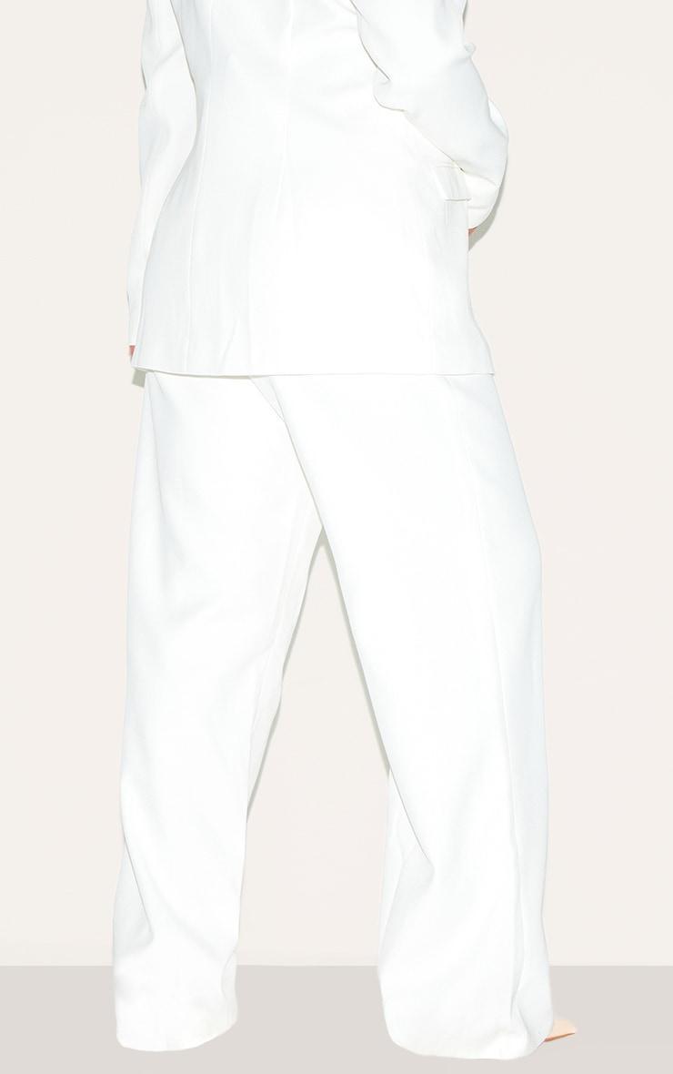 Premium Plus White Woven Pin Tuck Straight Leg Pants Product Image
