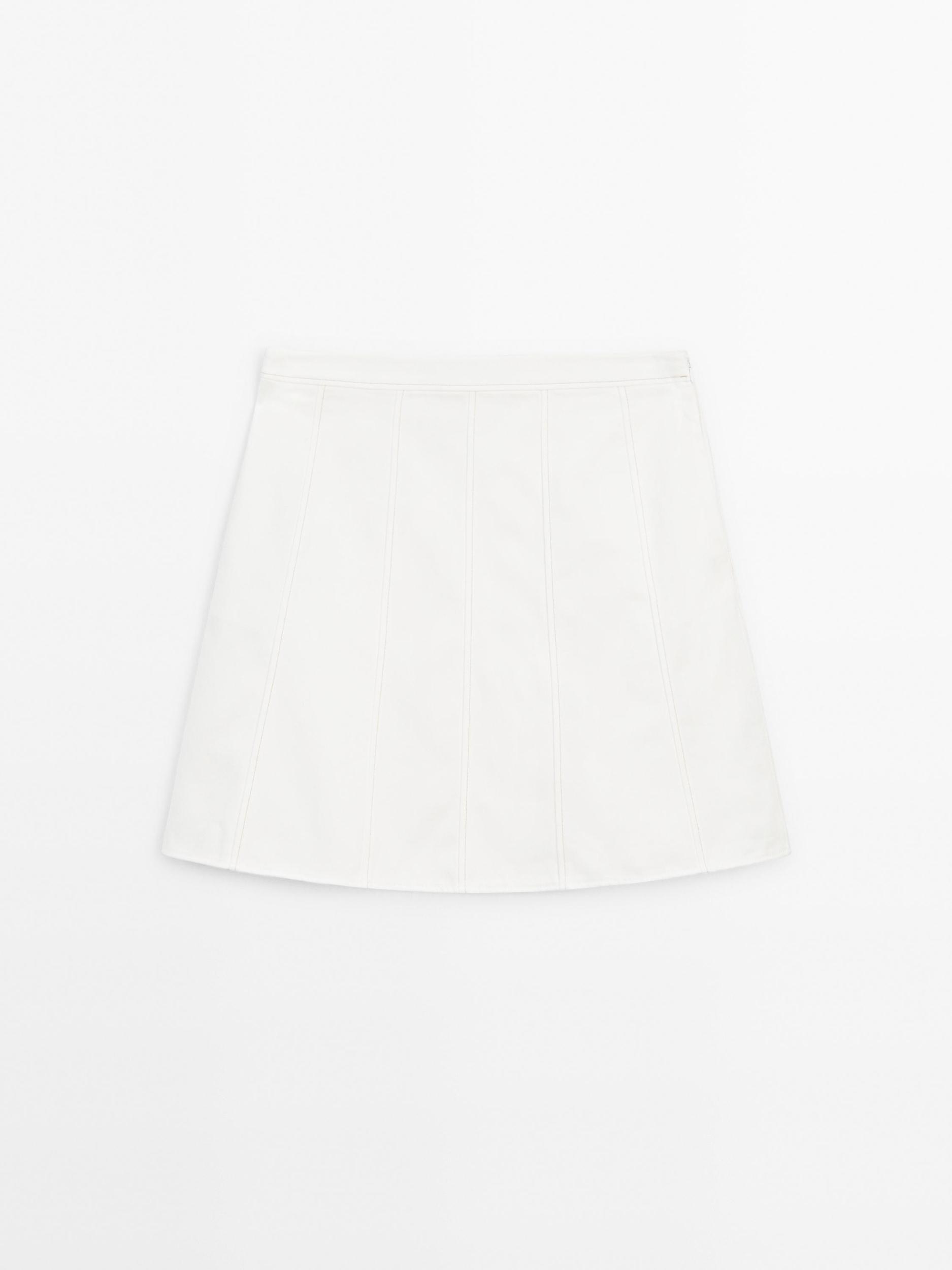 Short denim skirt with seam details Product Image