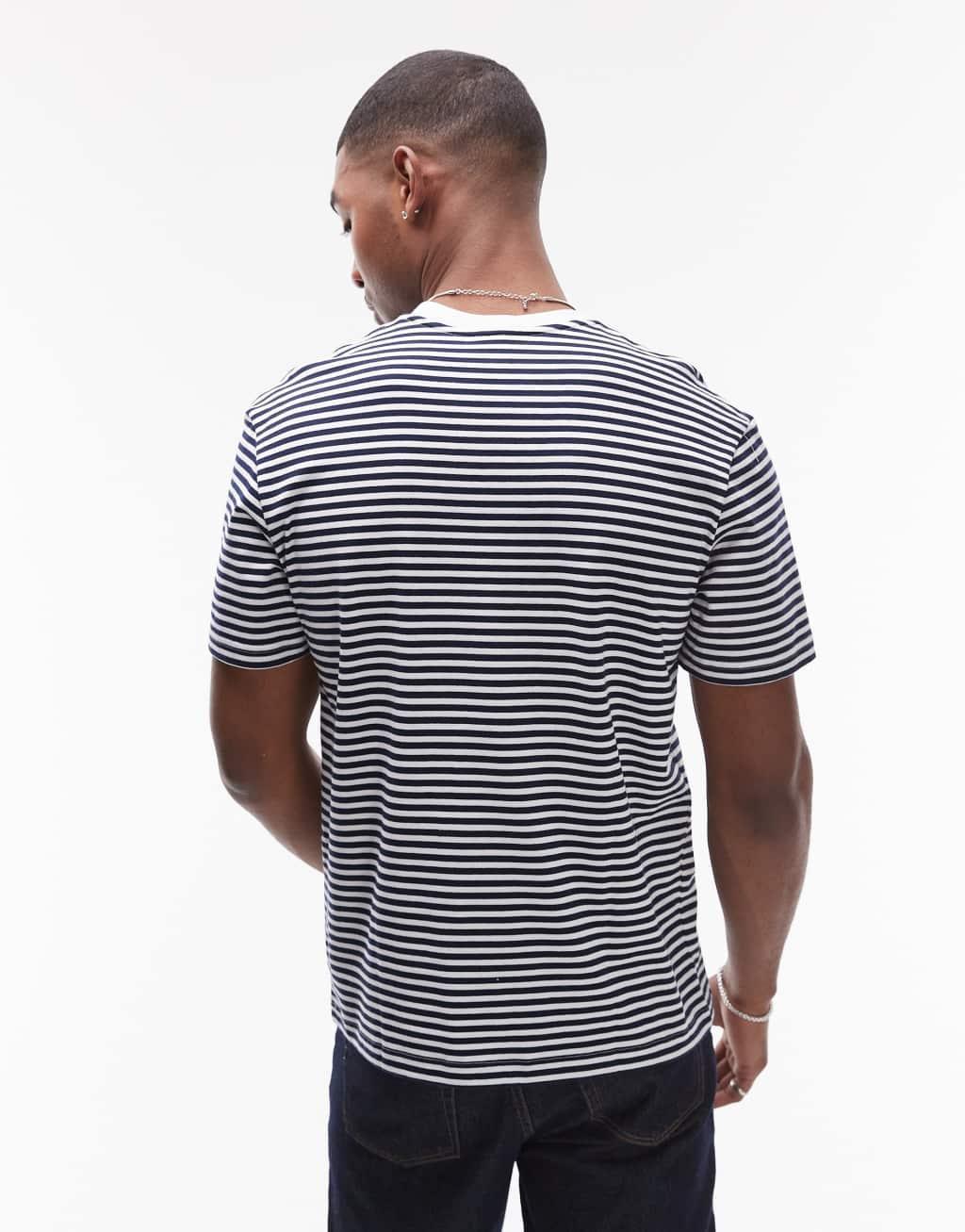 Lacoste T-shirt in horizontal navy and white stripes Product Image