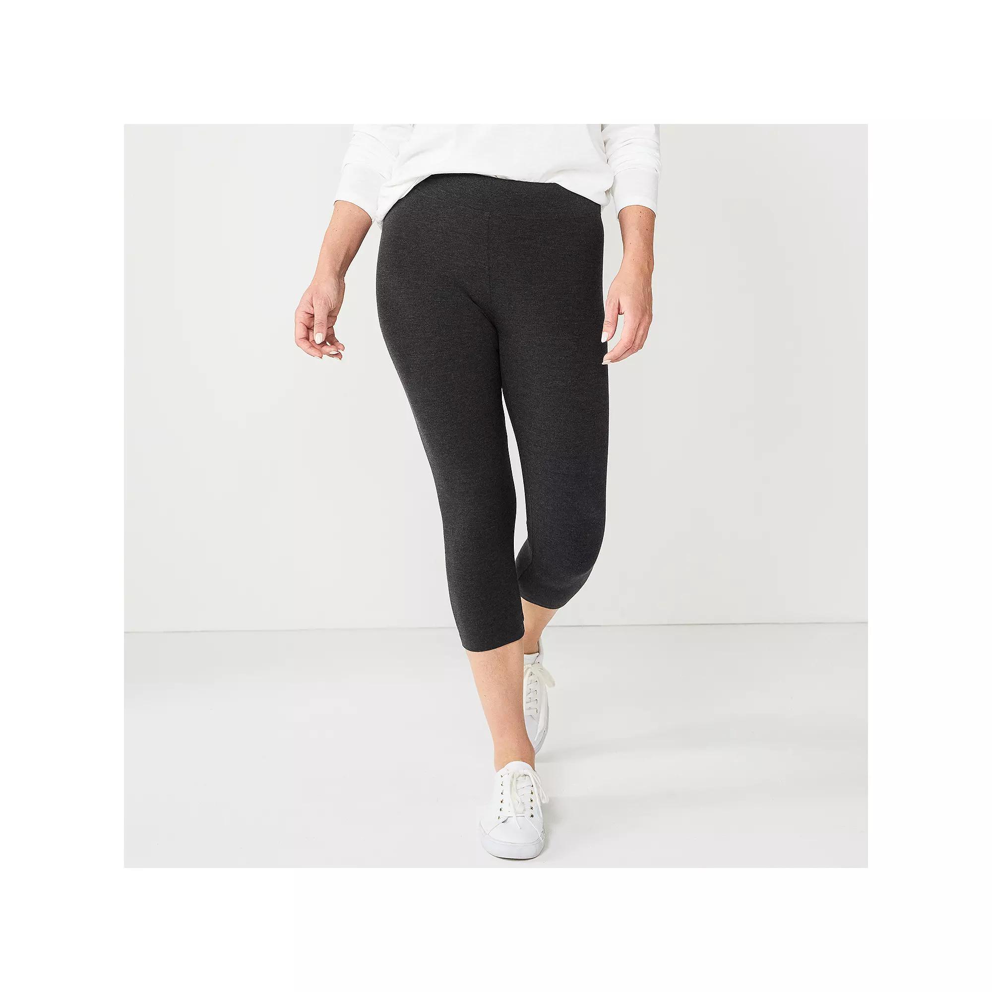 Women's Sonoma Goods For Life® Wide-Waistband Capri Leggings, Size: Large, Heathered Gray Product Image