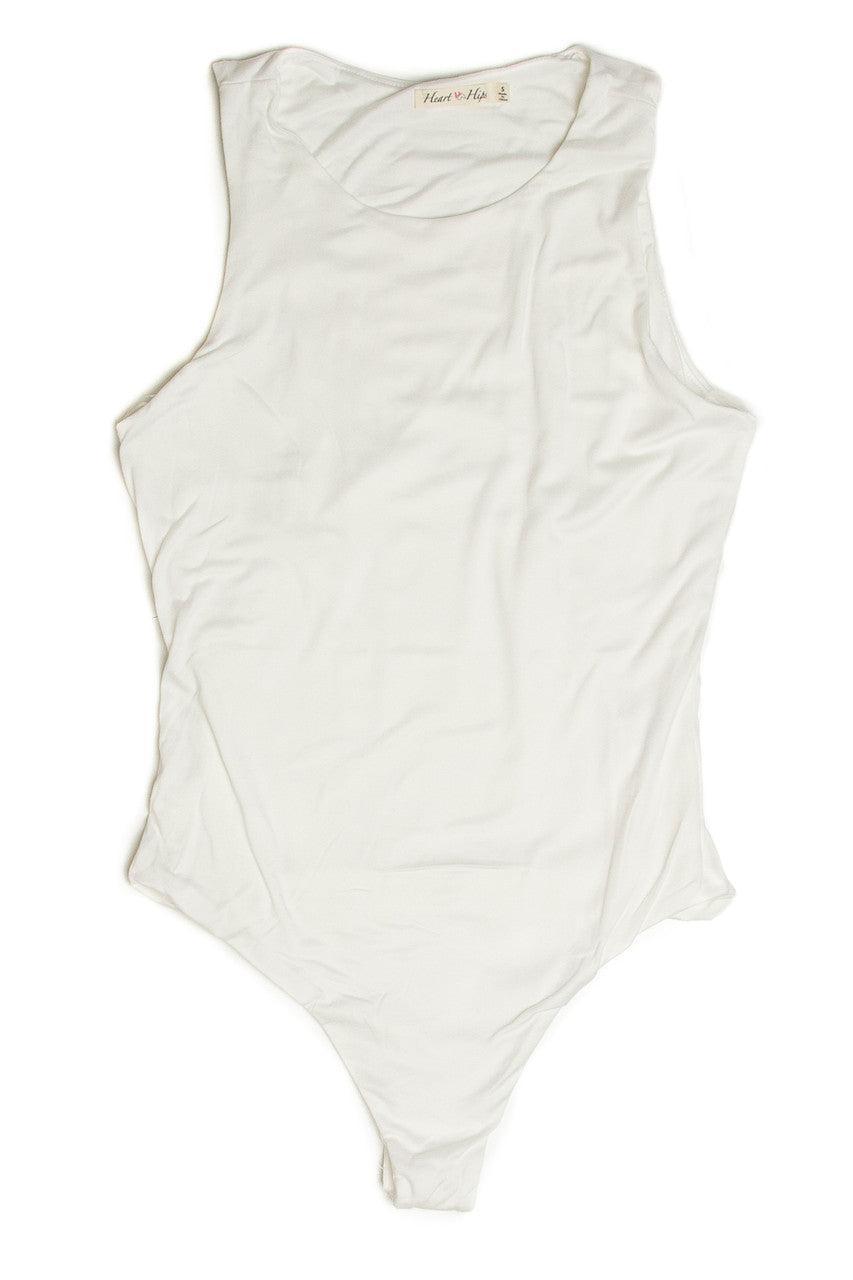 White Doubled Layered Tank Bodysuit Product Image