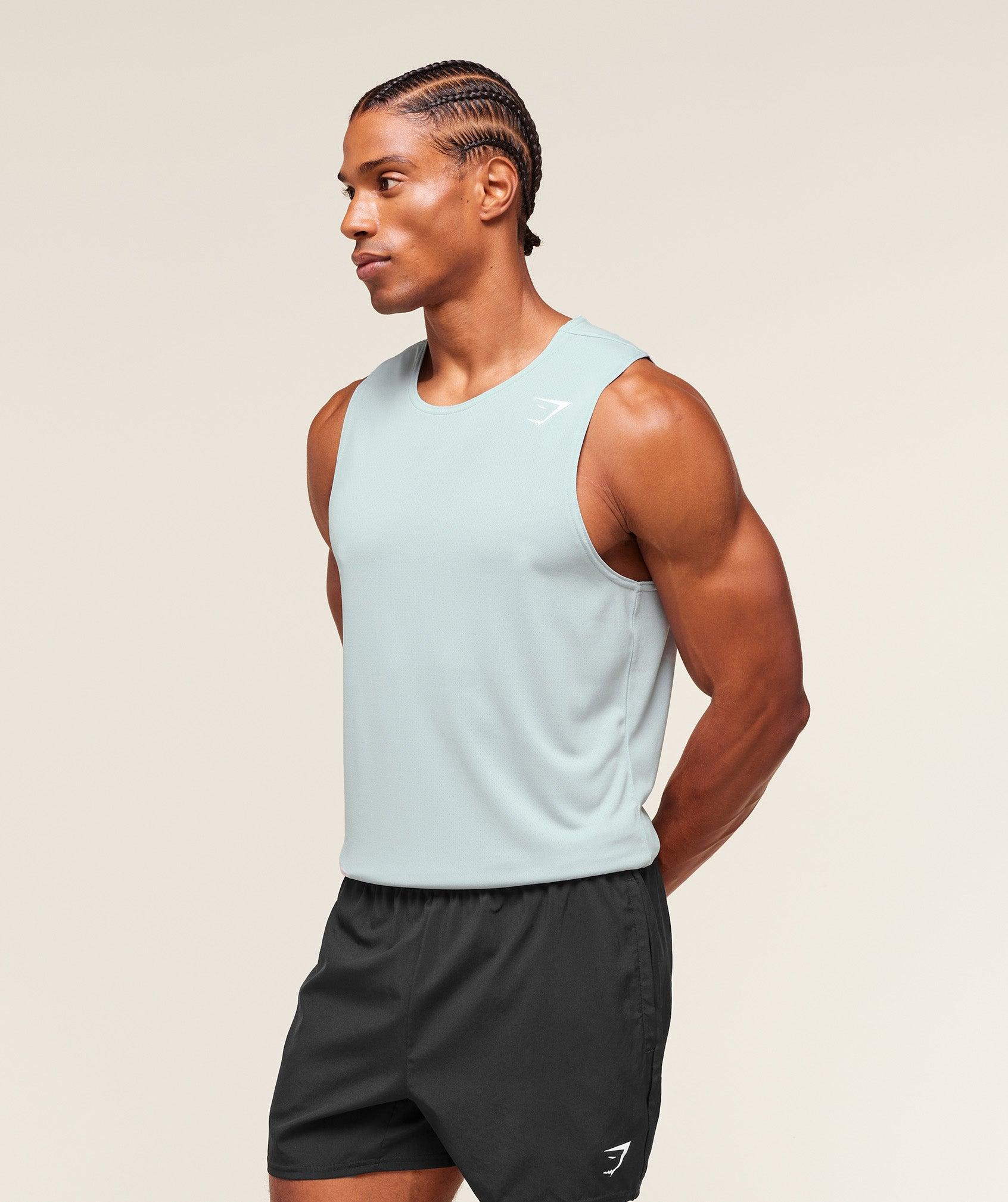 Gymshark Arrival Tank - Smoke Blue Male Product Image