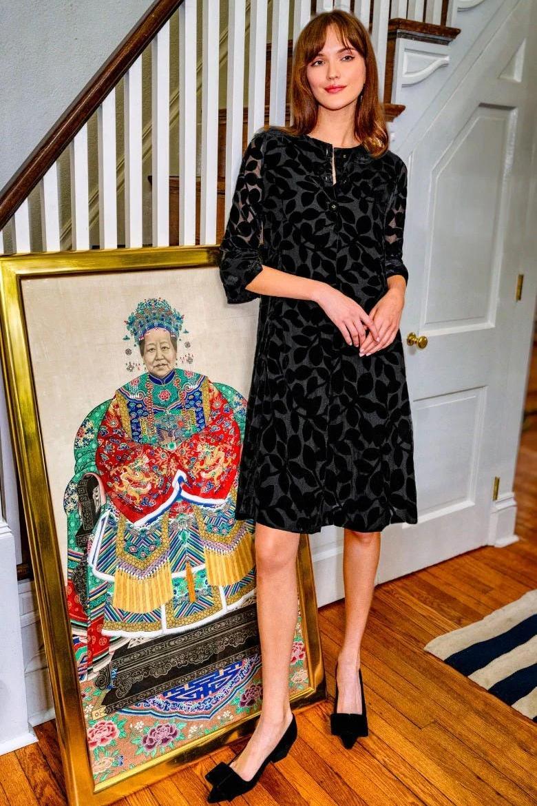Ursula Swing Dress - Luxe Leaf Velvet Product Image
