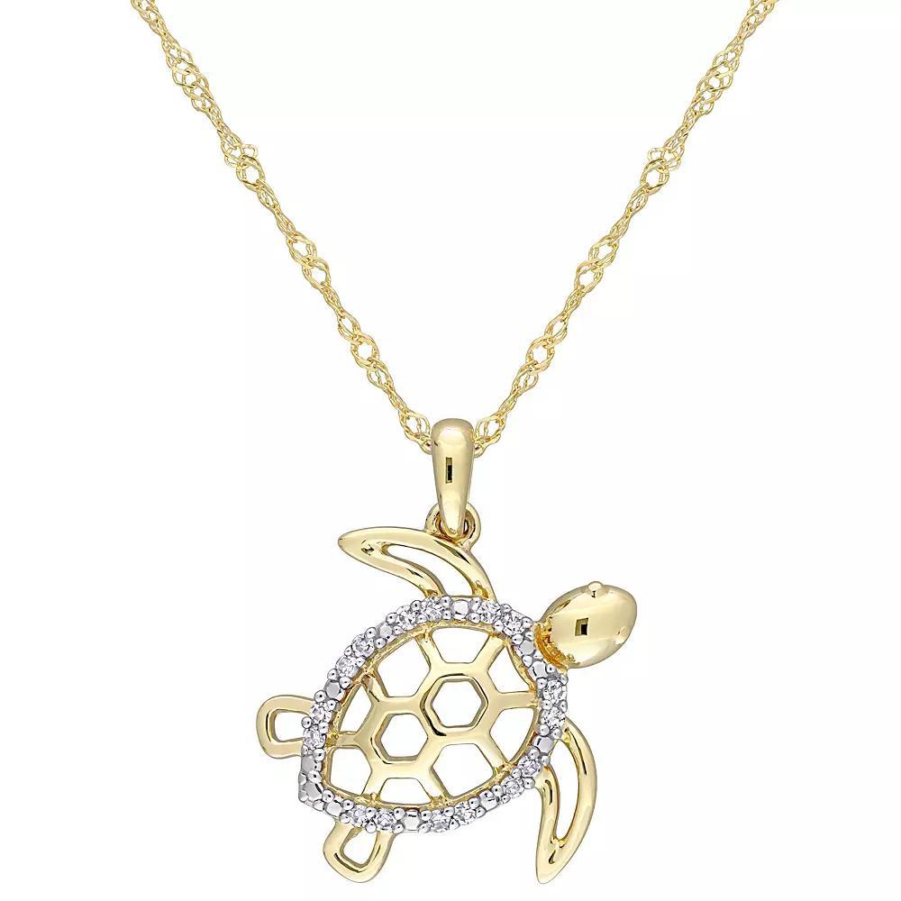 Stella Grace 10k Gold Diamond Accent Sea Turtle Pendant, Women's, Size: 17" Product Image
