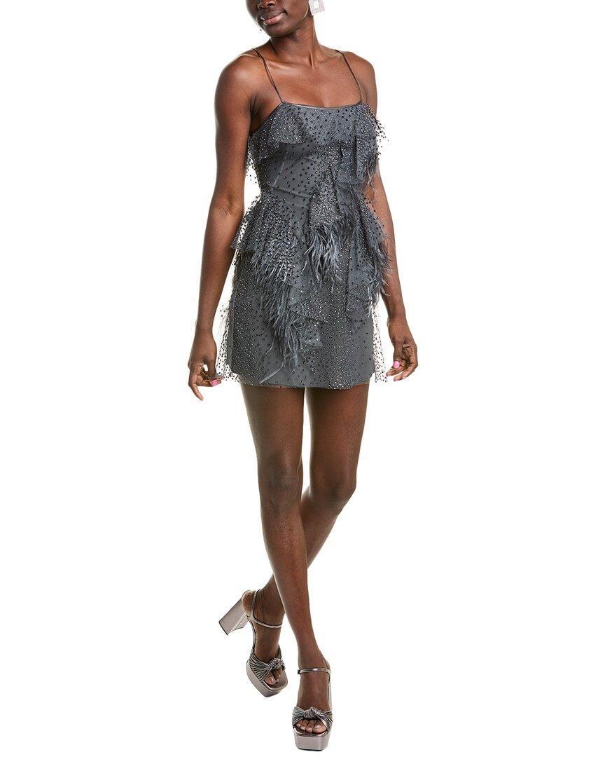 ALBERTA FERRETTI Glitter Mesh Mini Dress In Grey Product Image
