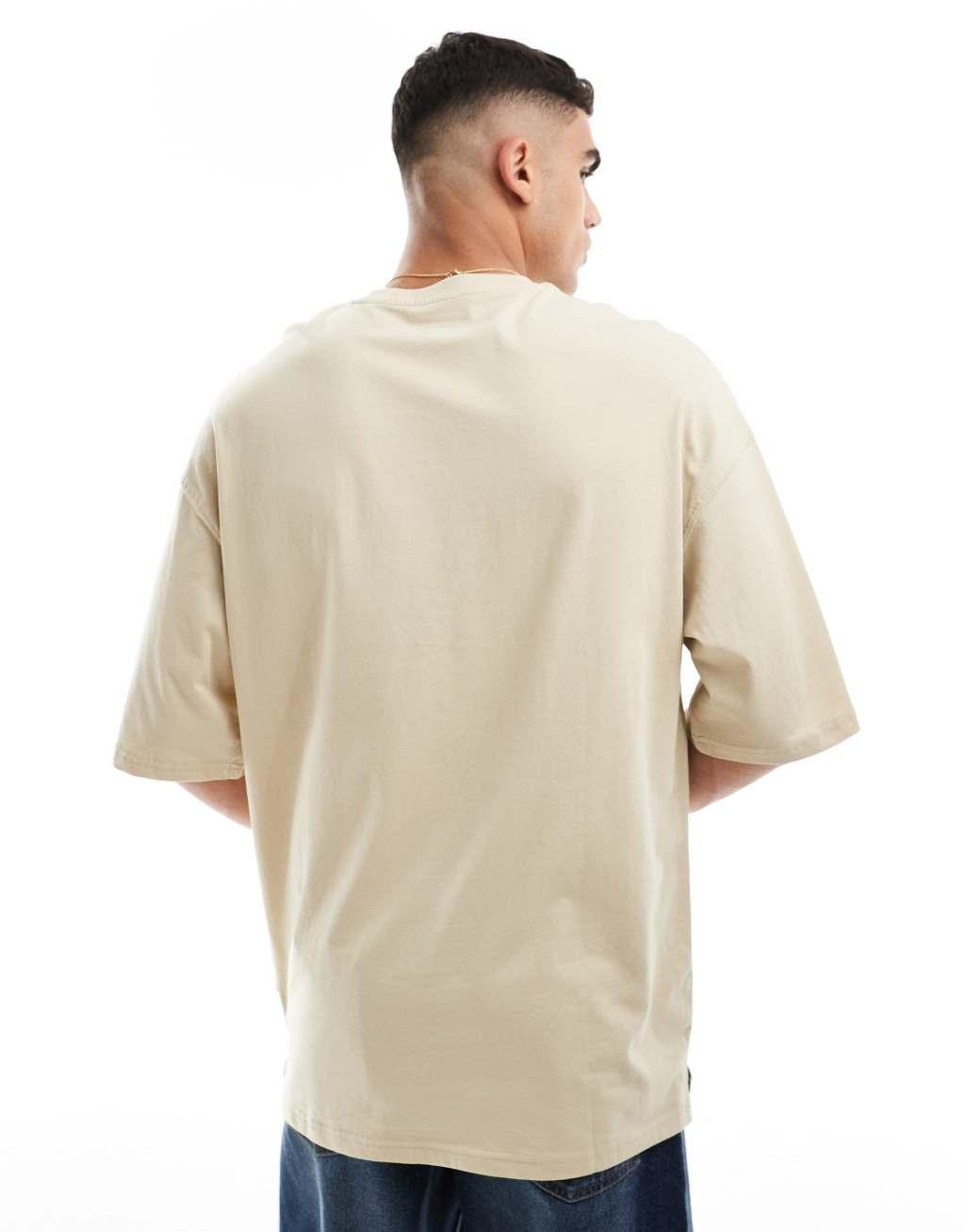 Jack & Jones super oversized T-shirt in beige Product Image
