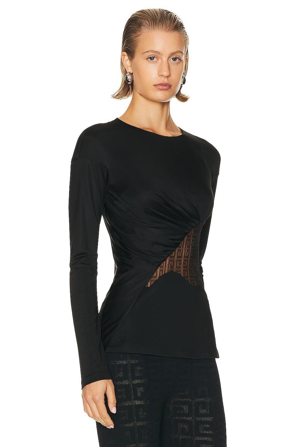 Womens Draped Top in Jersey and 4G Lace Product Image