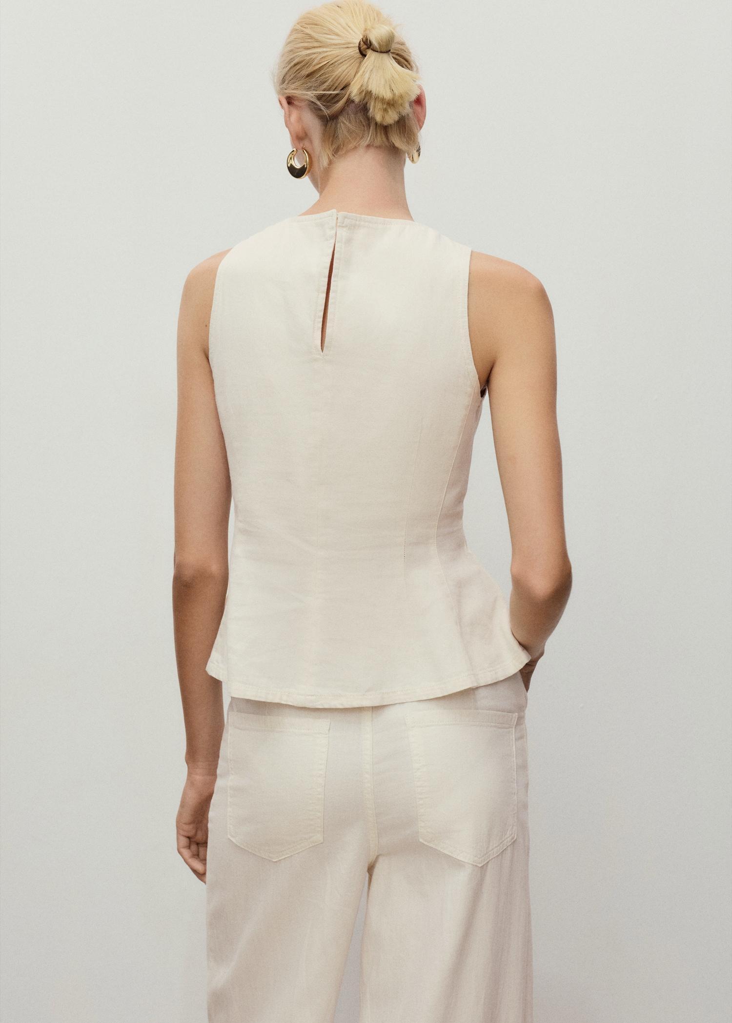 Flared denim top - Women | MANGO USA Product Image