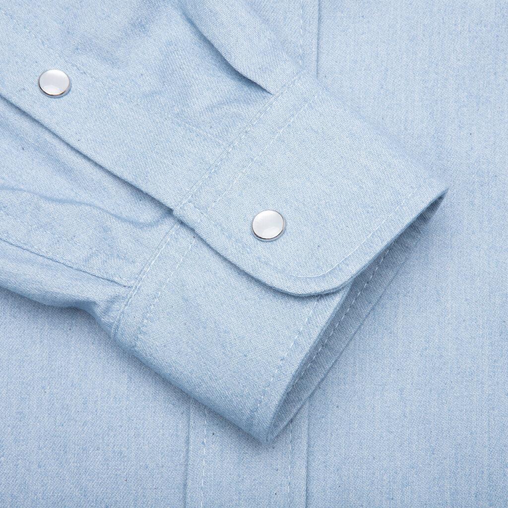Blue Denim Shirt with Trunakaroo Plaque- Iris Blue Male Product Image