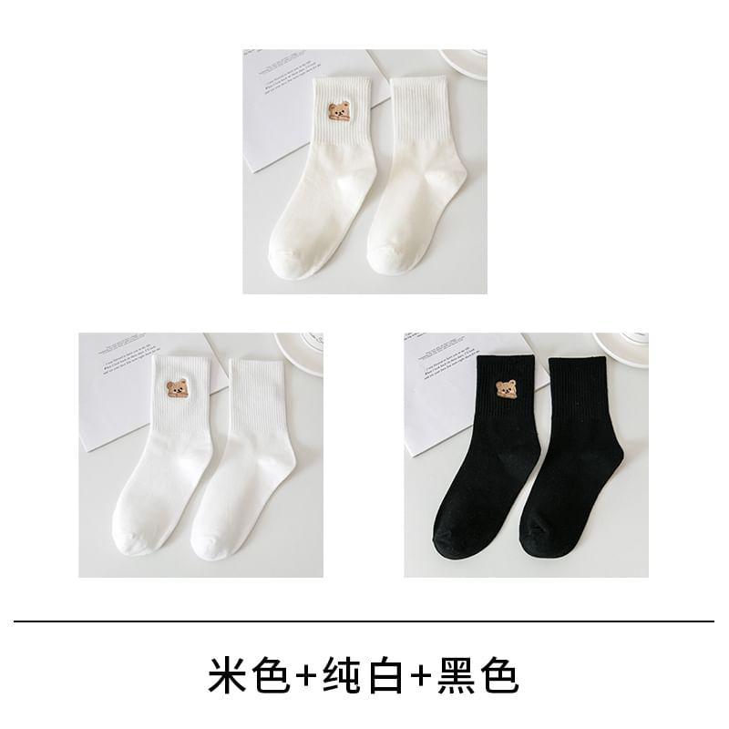 Set of 3: Bear Embroidered Socks Product Image