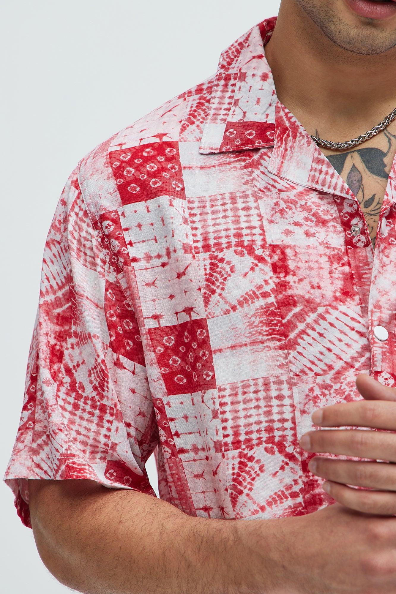 Nagoya Shibori Shirt - Red/White Product Image