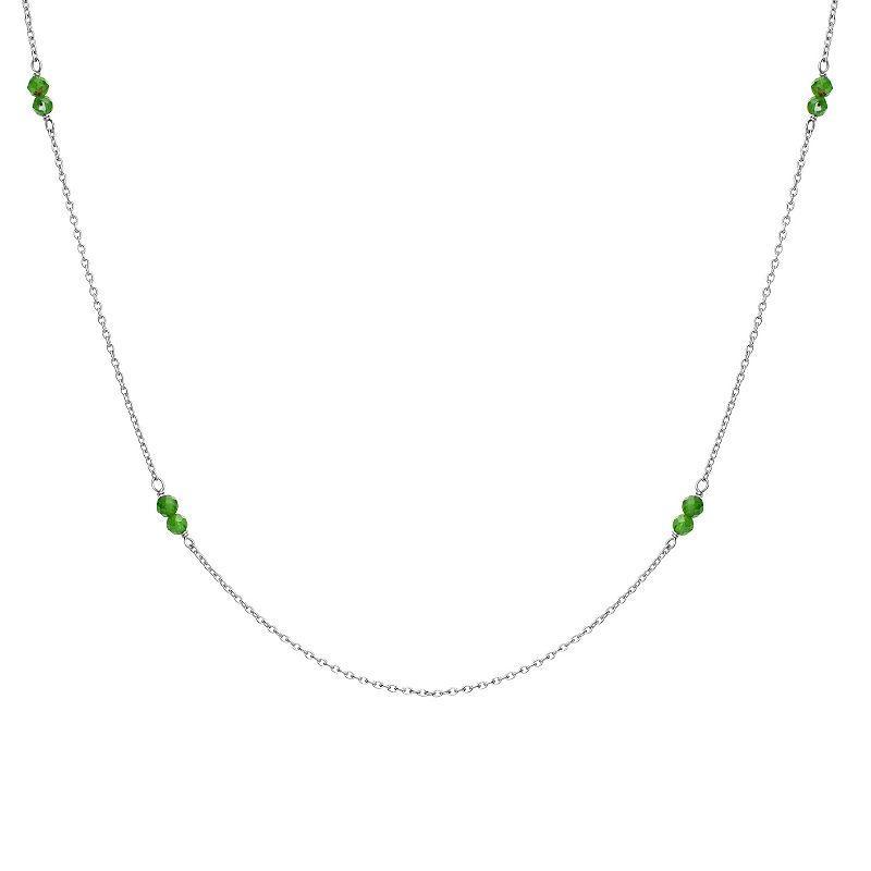 Gemistry Sterling Silver Gemstone Bead Station Necklace, Womens Black Spinel Product Image