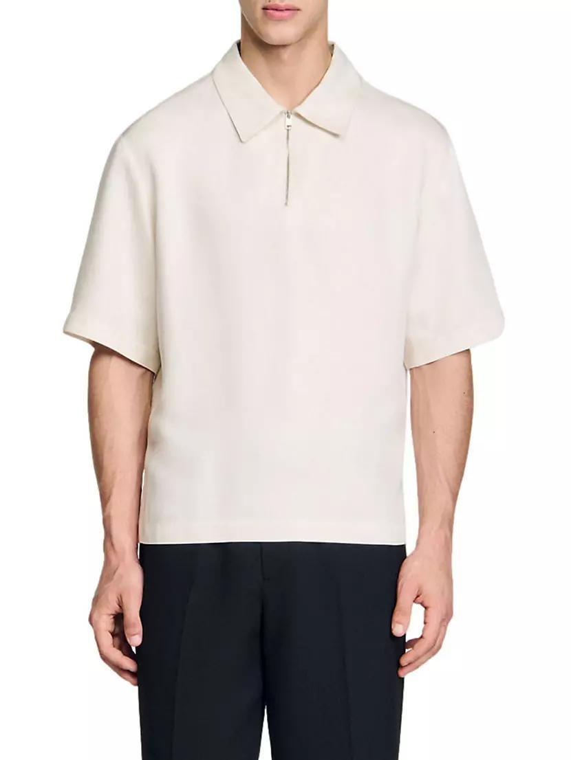 Loose-Fit Shirt with Zipped Collar Product Image