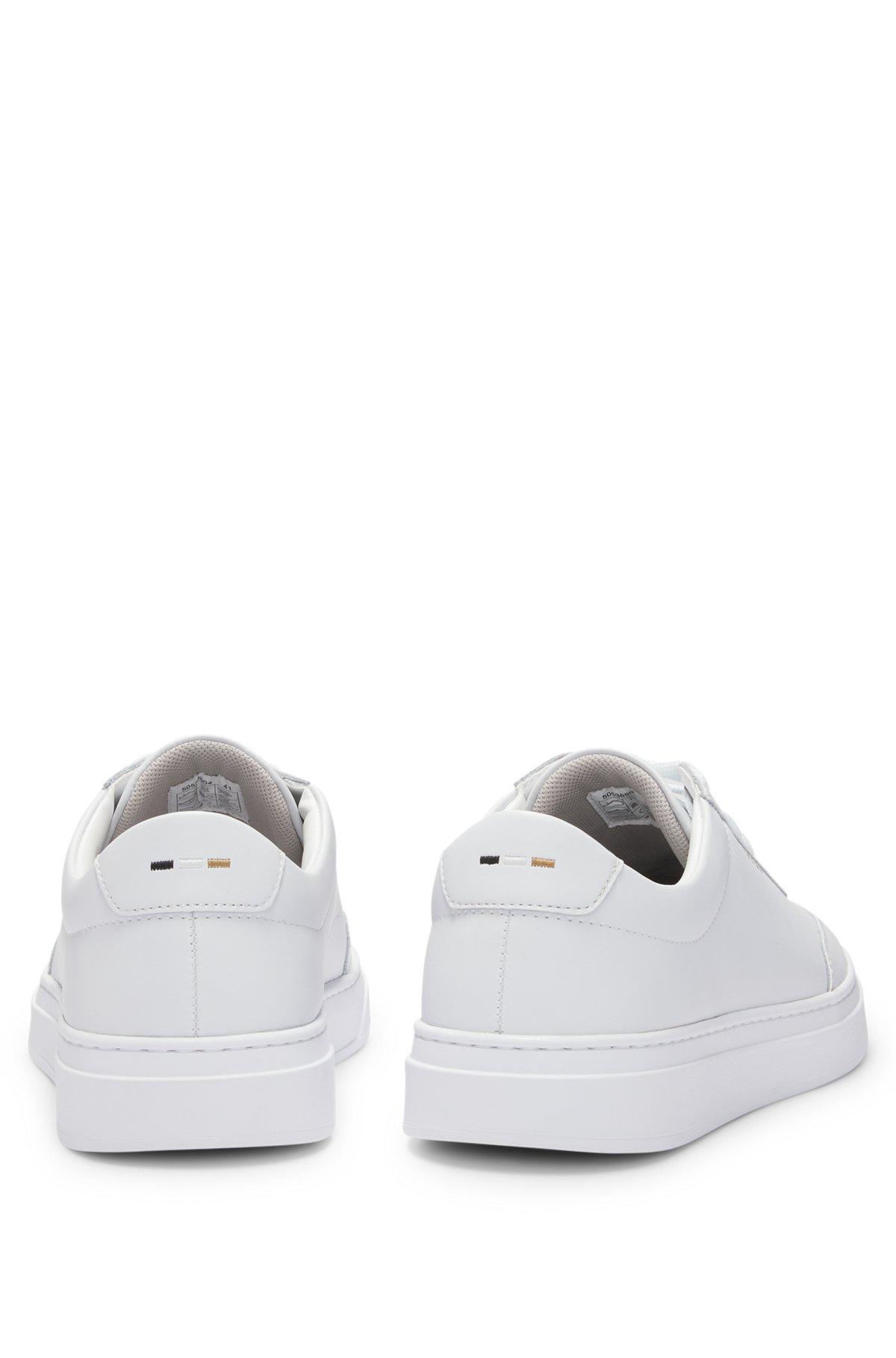 BOSS - Coated-leather trainers with gold-tone logo - White Product Image